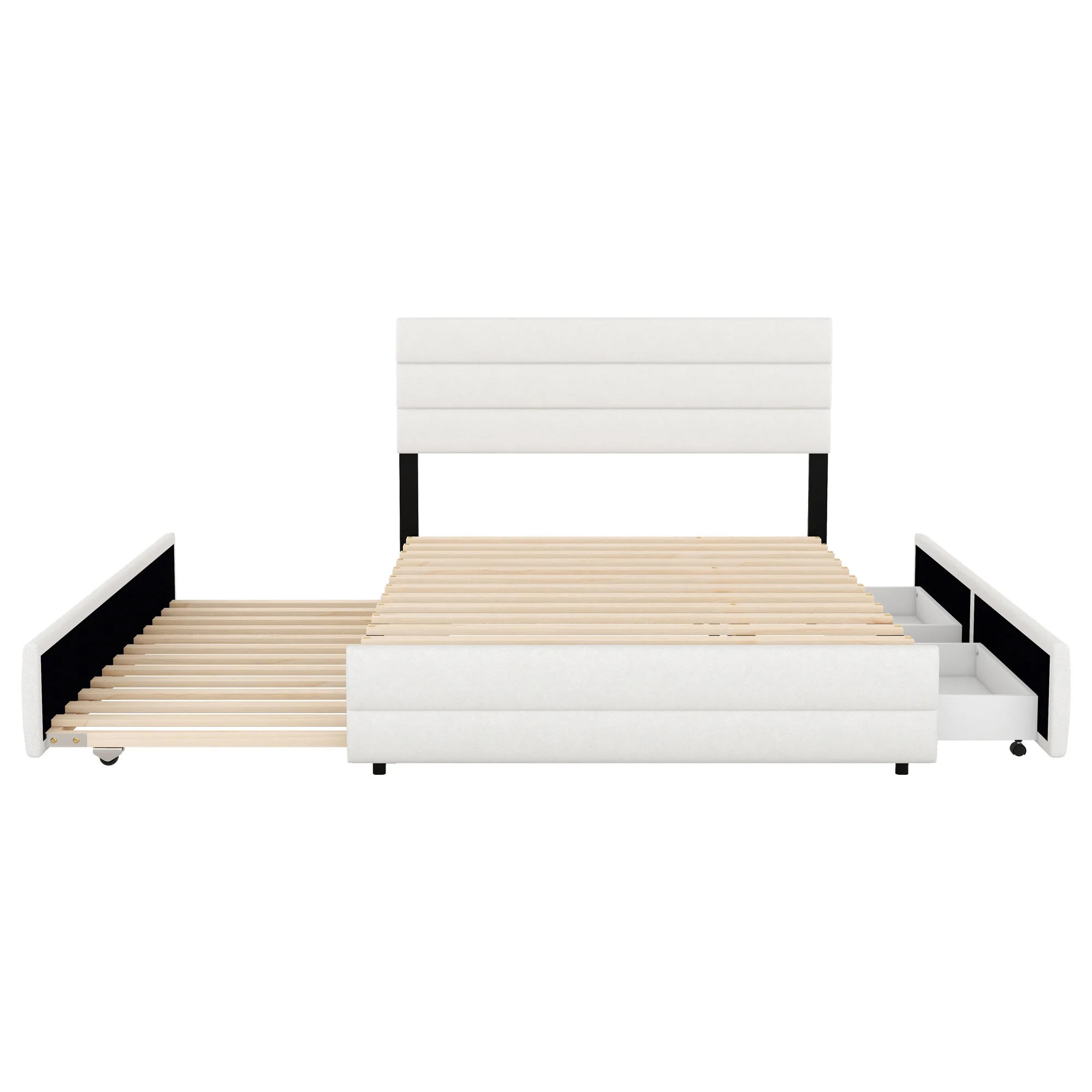 Platform Bed 140x200 with 2 Drawers - Beige - Image 7