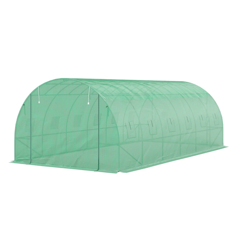 Polytunnel Greenhouse Walk-in Steel Frame Roll-up Doors - Green - Image 2