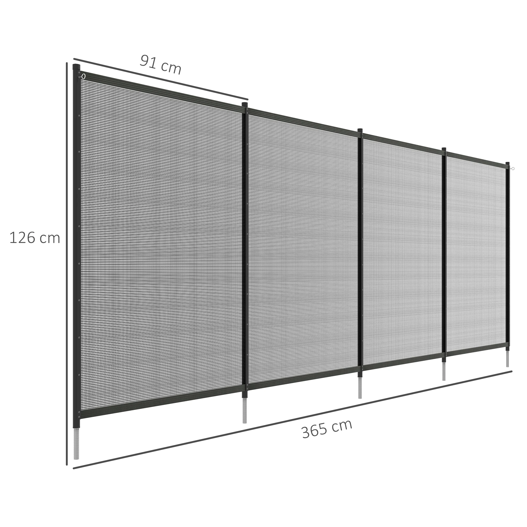 Pond/Pool Fence 365x126cm Decorative Set of 4 Plug-in Black Mesh - Image 3