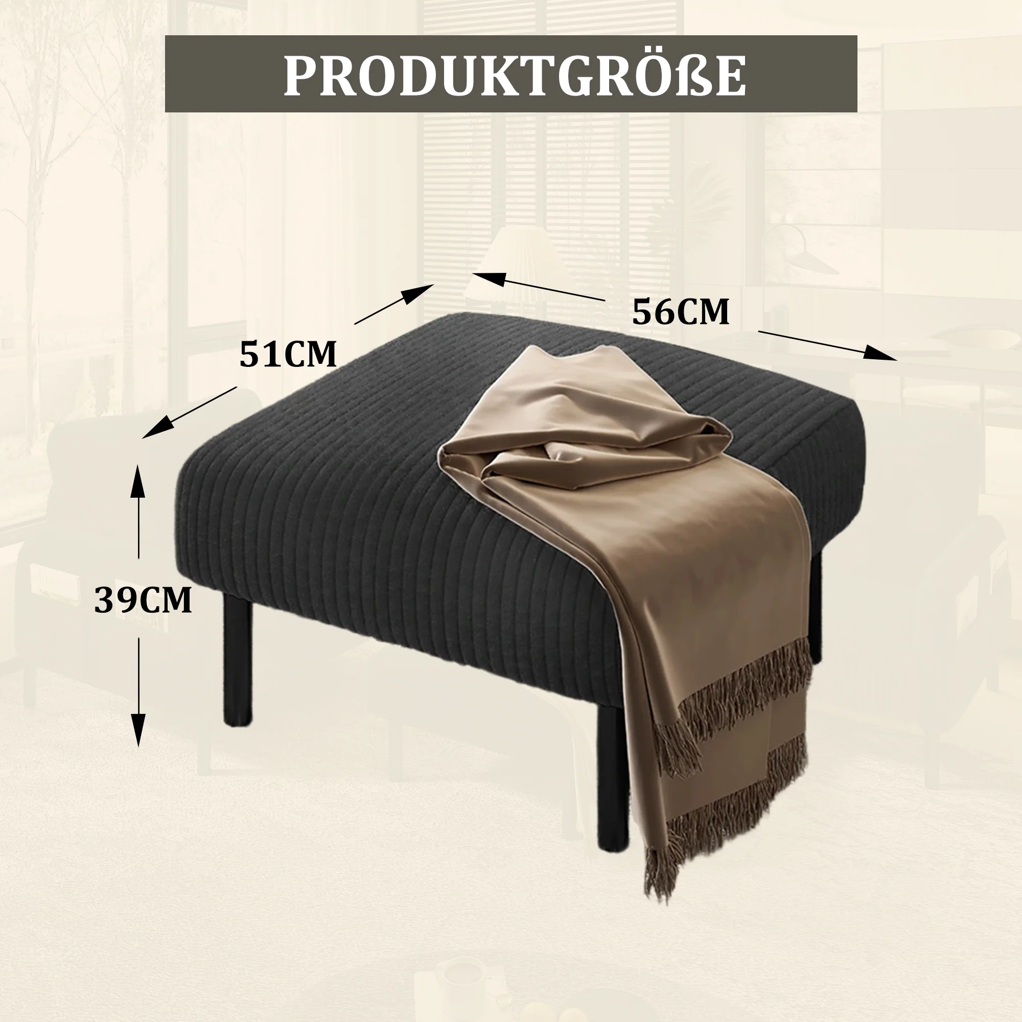 Premium corduroy stool super-soft velour metal frame - Image 2