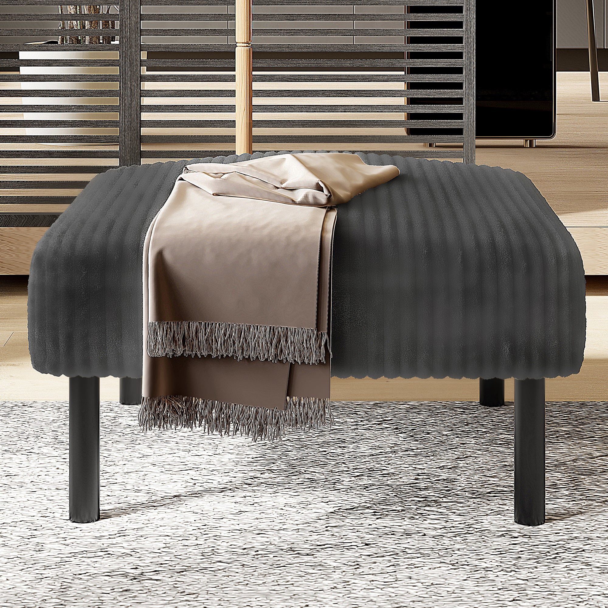 Premium corduroy stool super-soft velour metal frame - Image 5