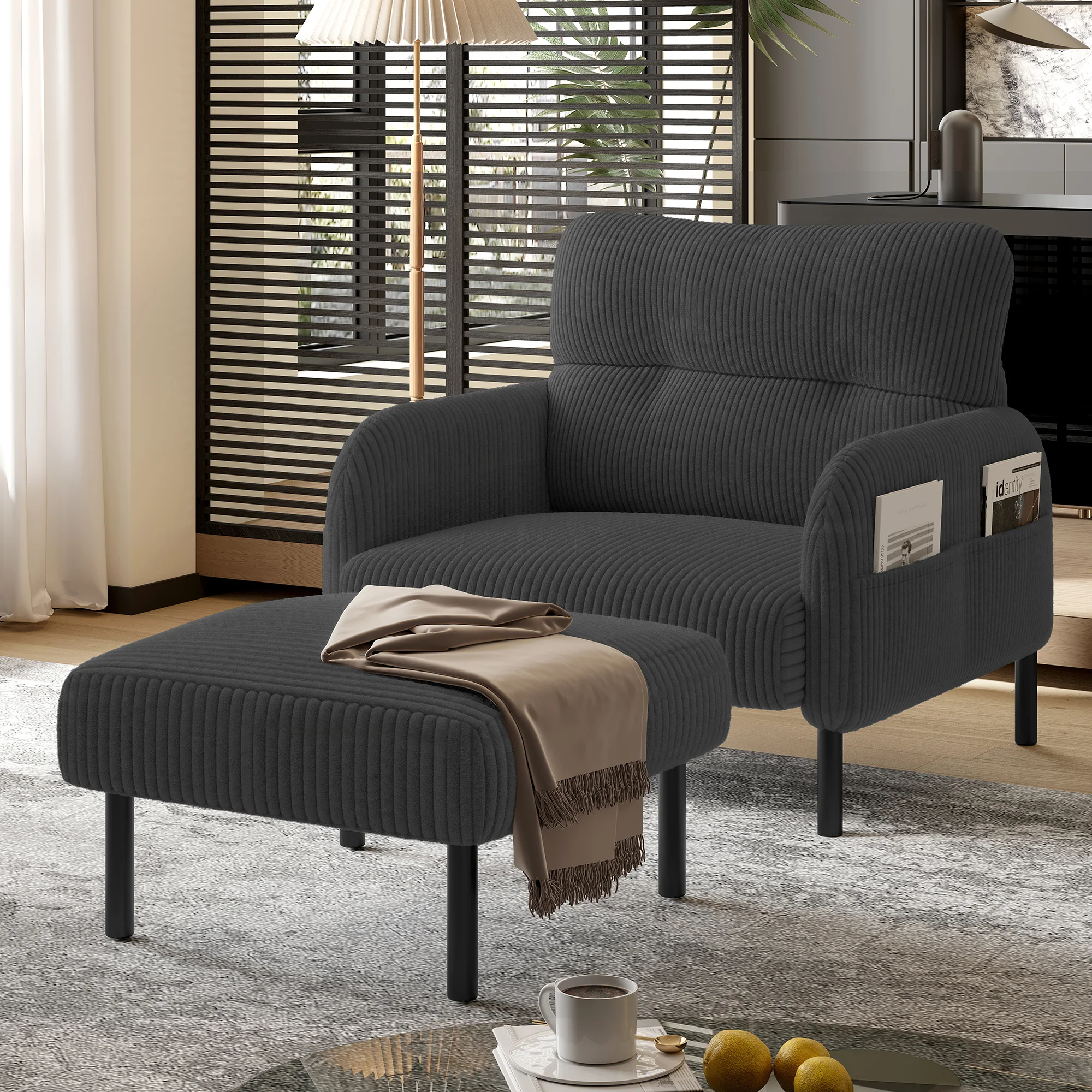 Premium corduroy stool super-soft velour metal frame - Image 6