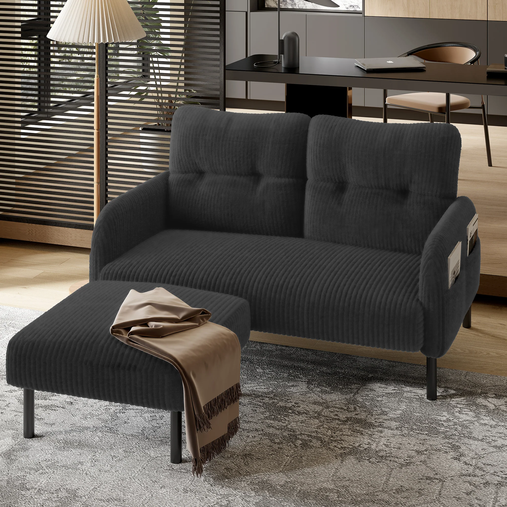 Premium corduroy stool super-soft velour metal frame - Image 8