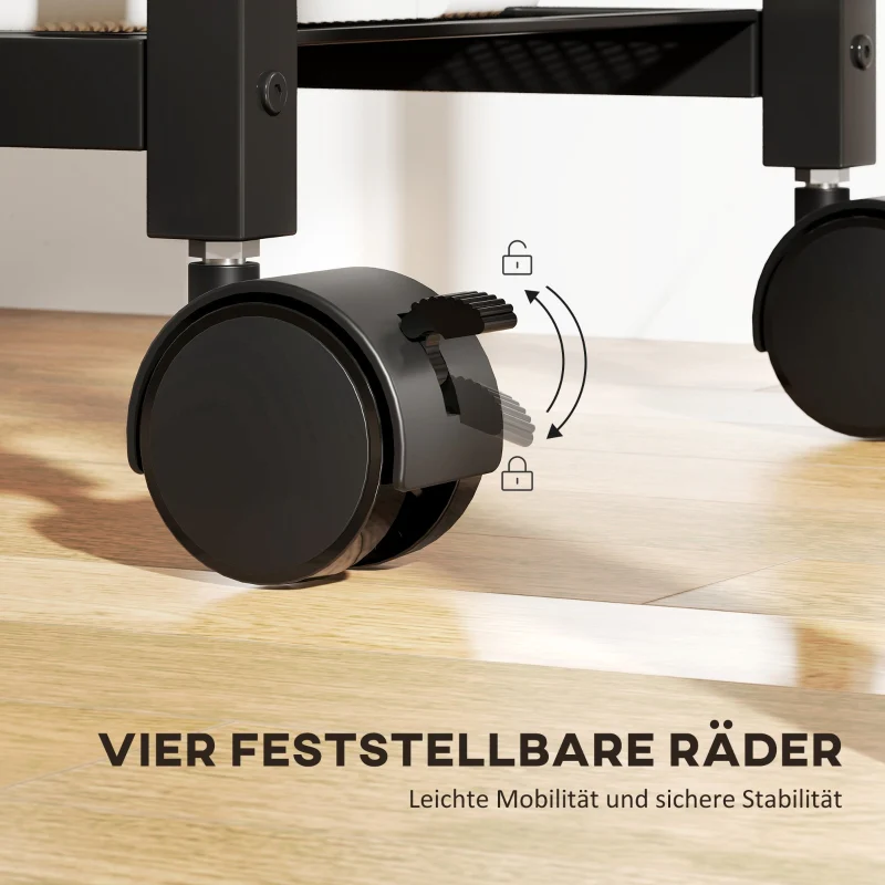 Printer Stand with Wheels Power Outlets USB & USB-C Ports - Rustic Brown - Image 5