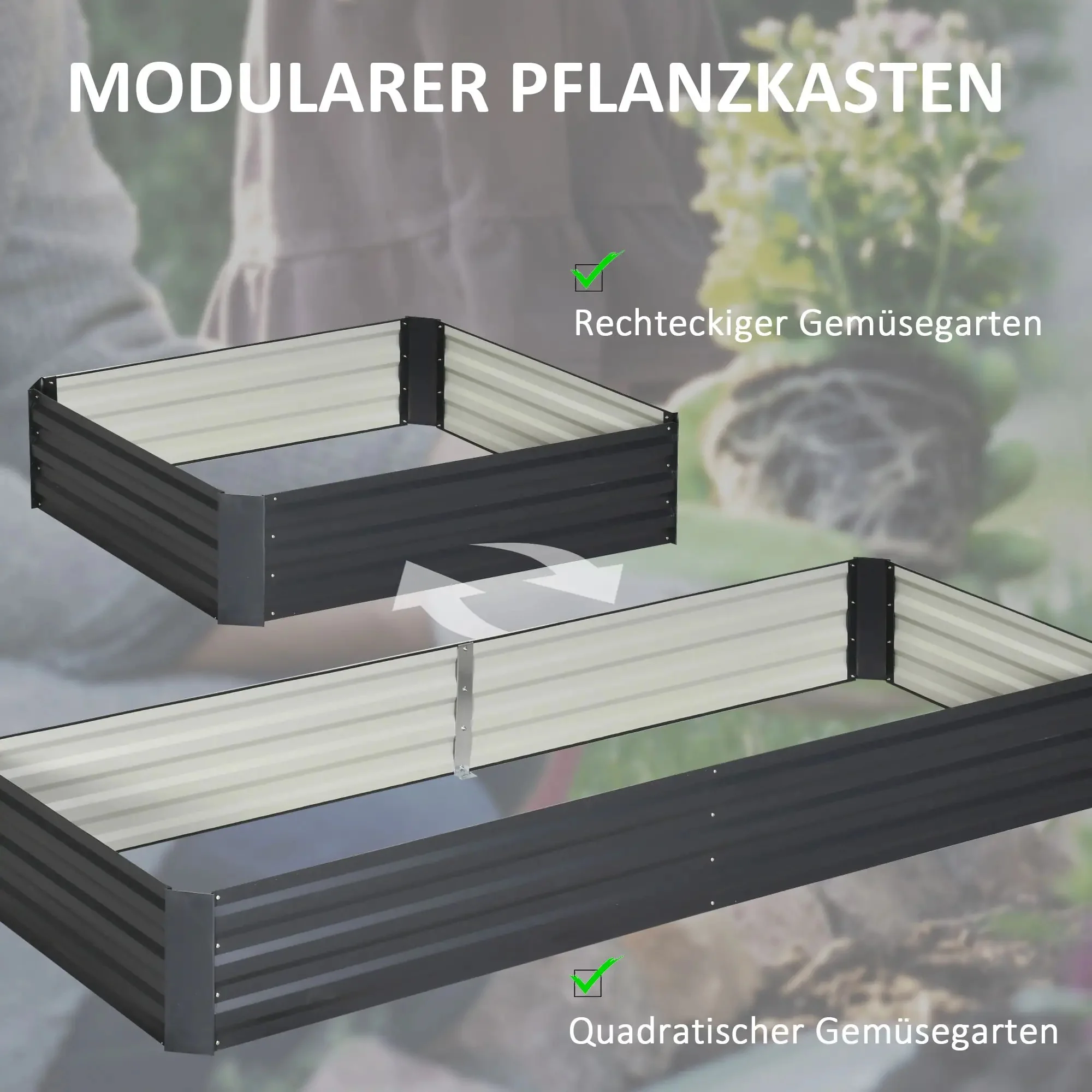 Raised Garden Bed, Open Base Easy Assembly Steel, Grey - Image 4