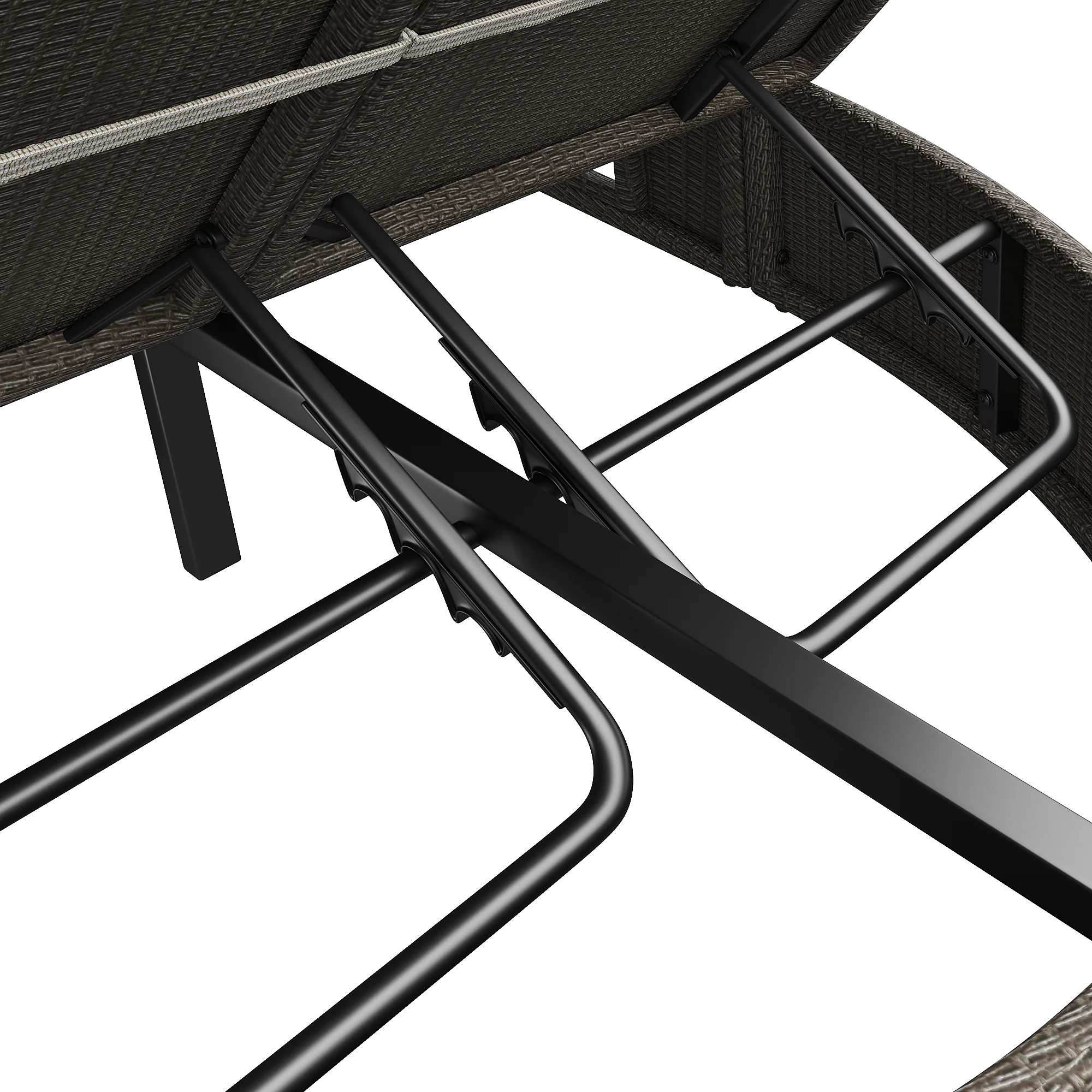 Rattan Double Lounger Outdoor Sunbed 2 Person Adjustable Angle Folding Table - Image 7