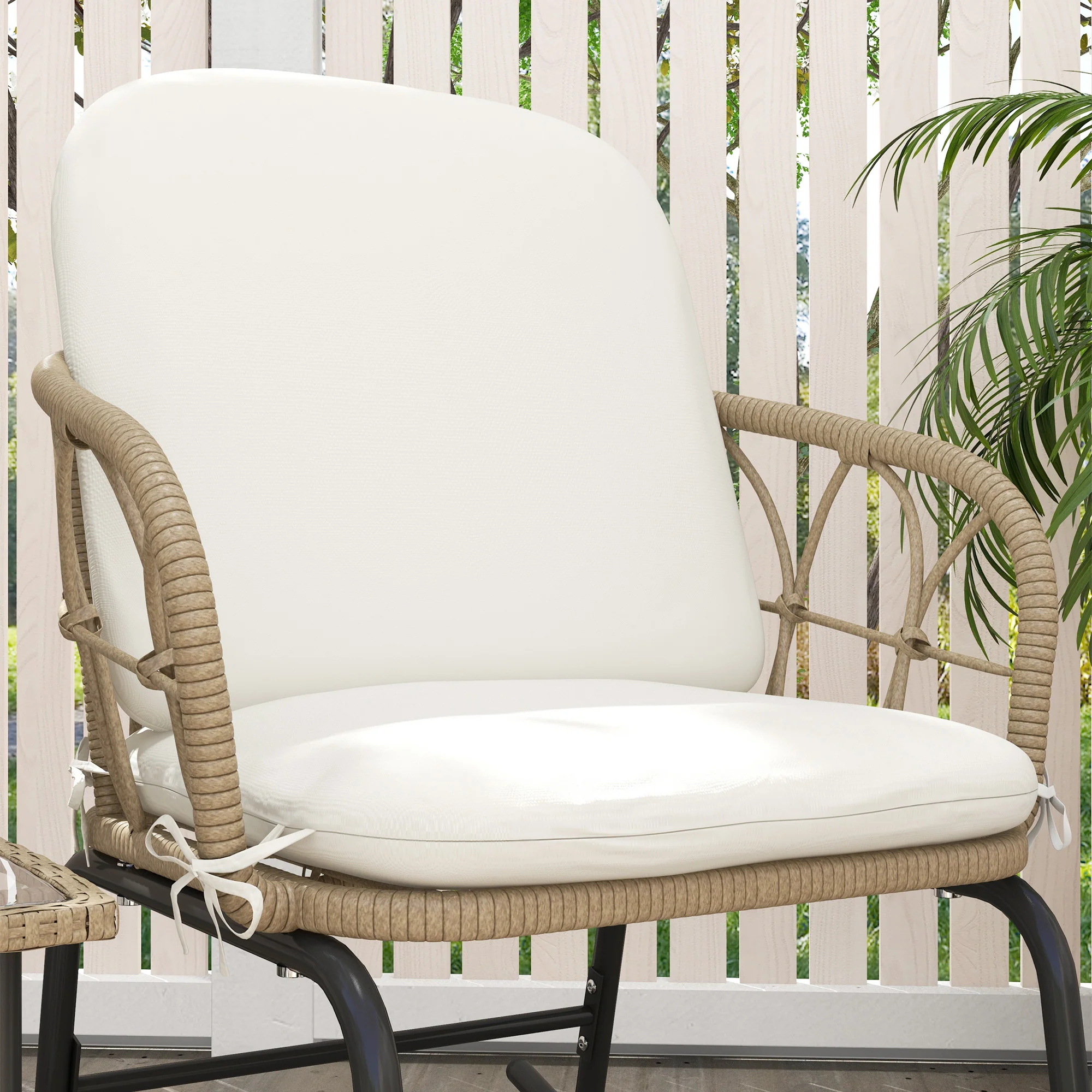 Rattan Rocking Chair Set, 3-Piece with Coffee Table & Cushions for Patio/Balcony - Image 8