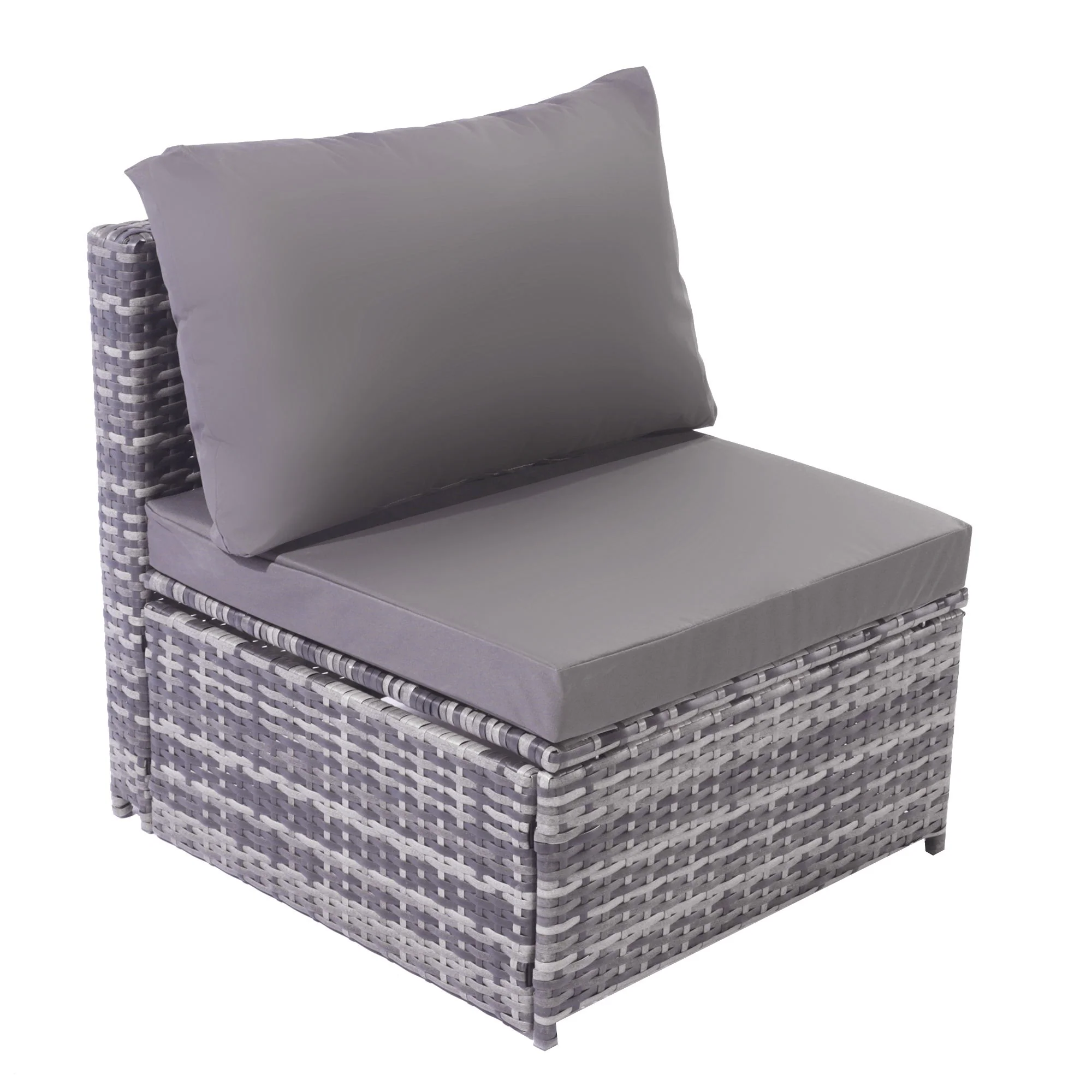 Rattan Sun Island Lounge Set - Sofa Sunshade Stool Armchairs Table - Weatherproof Grey - Image 9