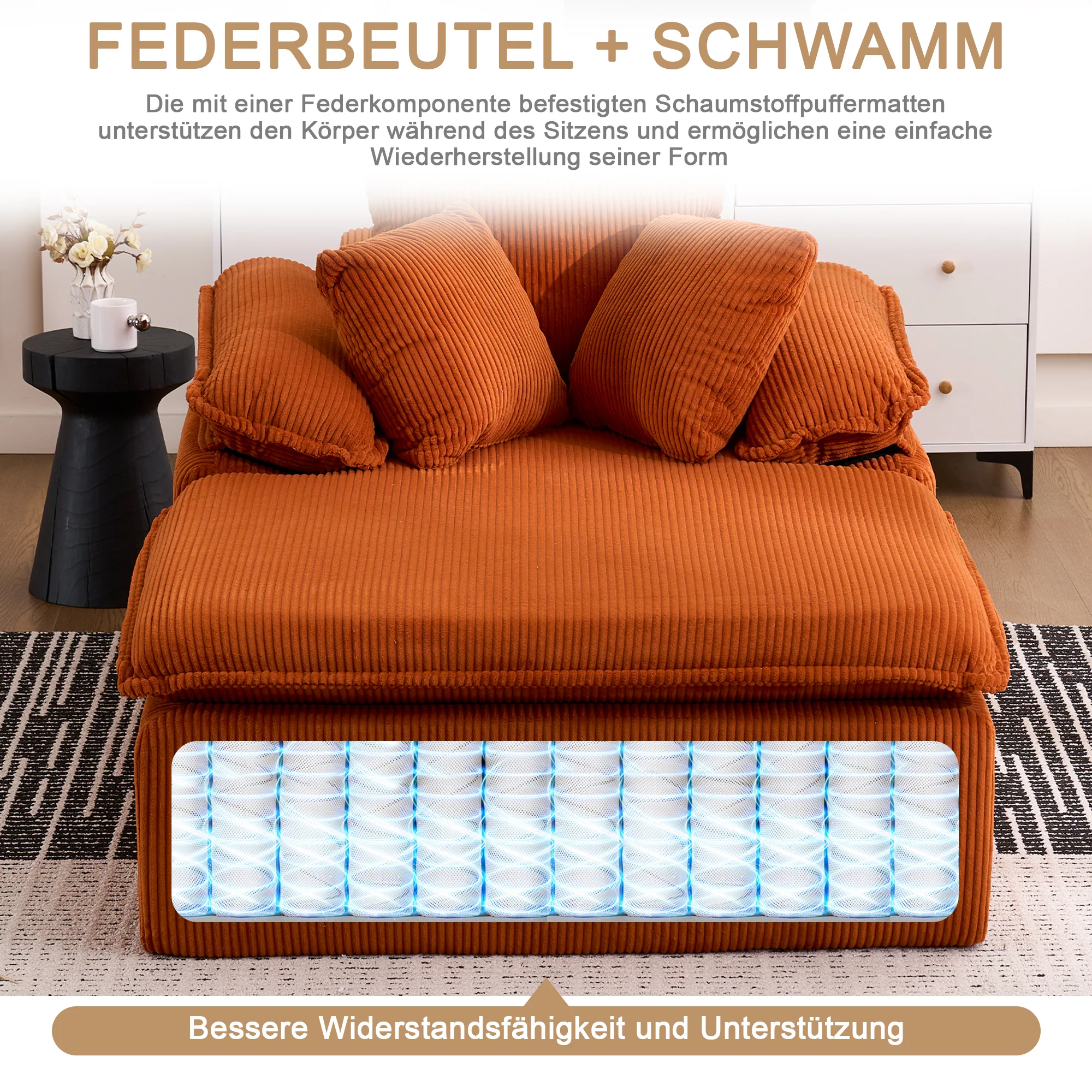 Reclining Sofa Frameless 46cm High Wide Armrests - Image 5