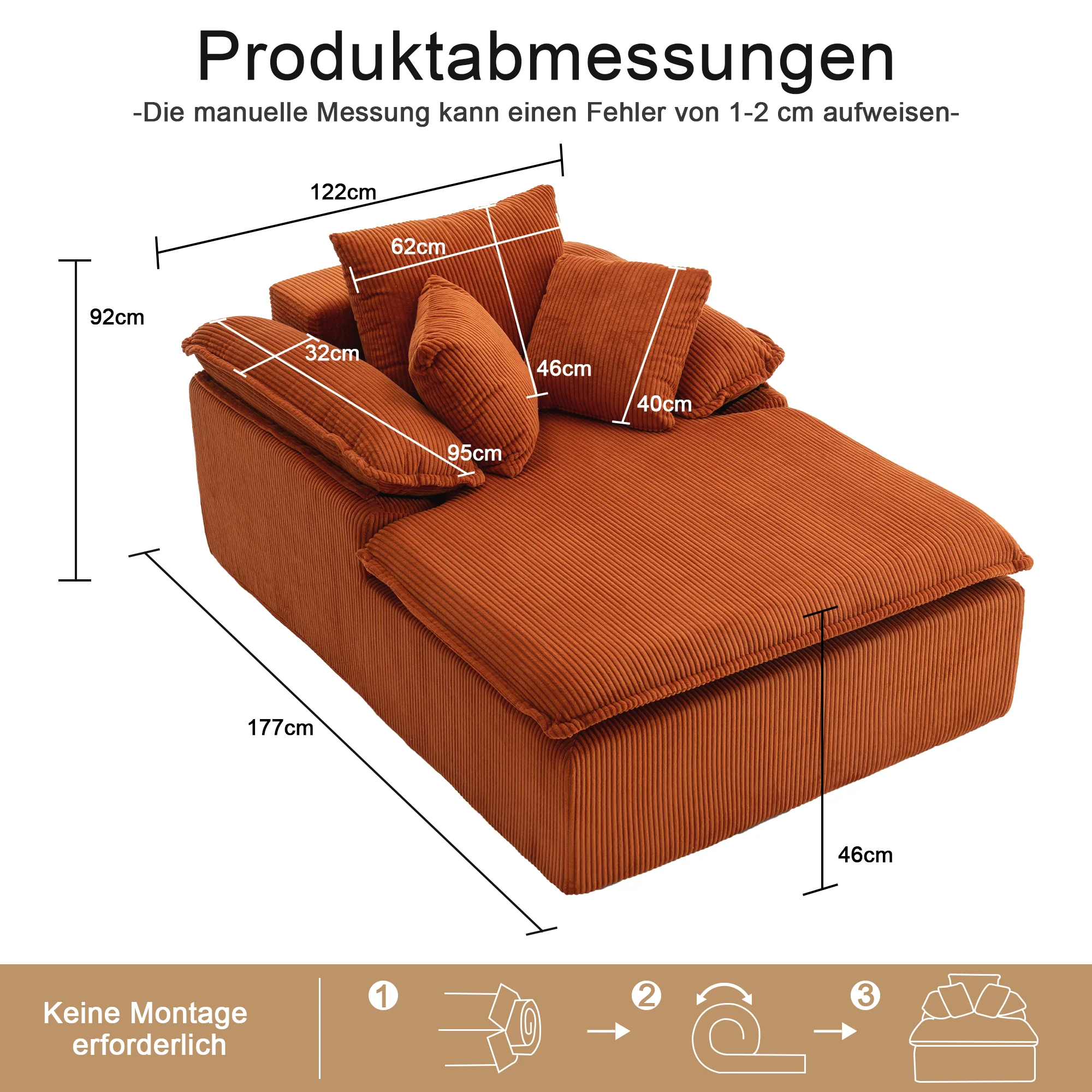 Reclining Sofa Frameless 46cm High Wide Armrests - Image 6