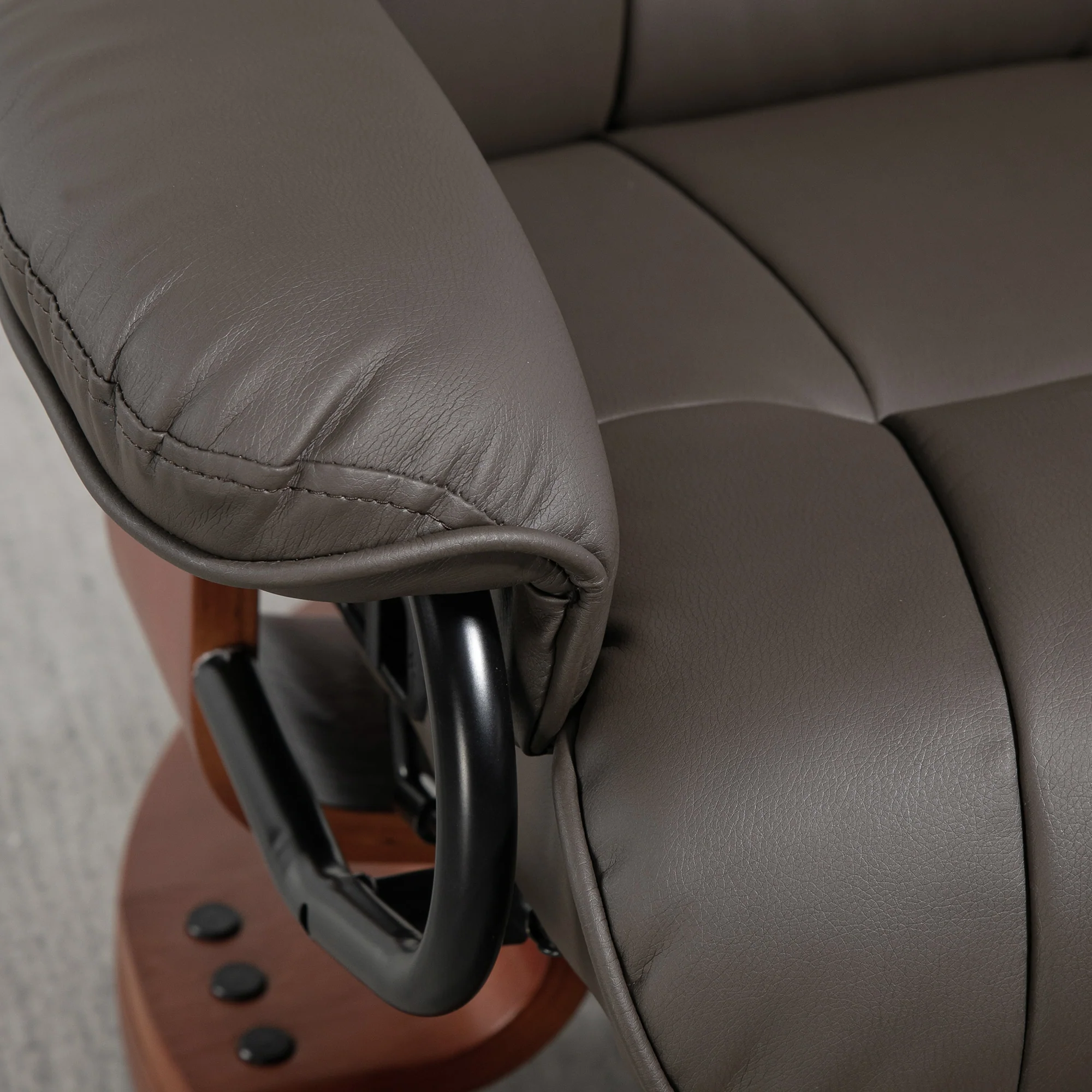 Reclining TV Armchair, Swivel Adjustable Backrest 150 kg Capacity, Faux Leather Brown - Image 8