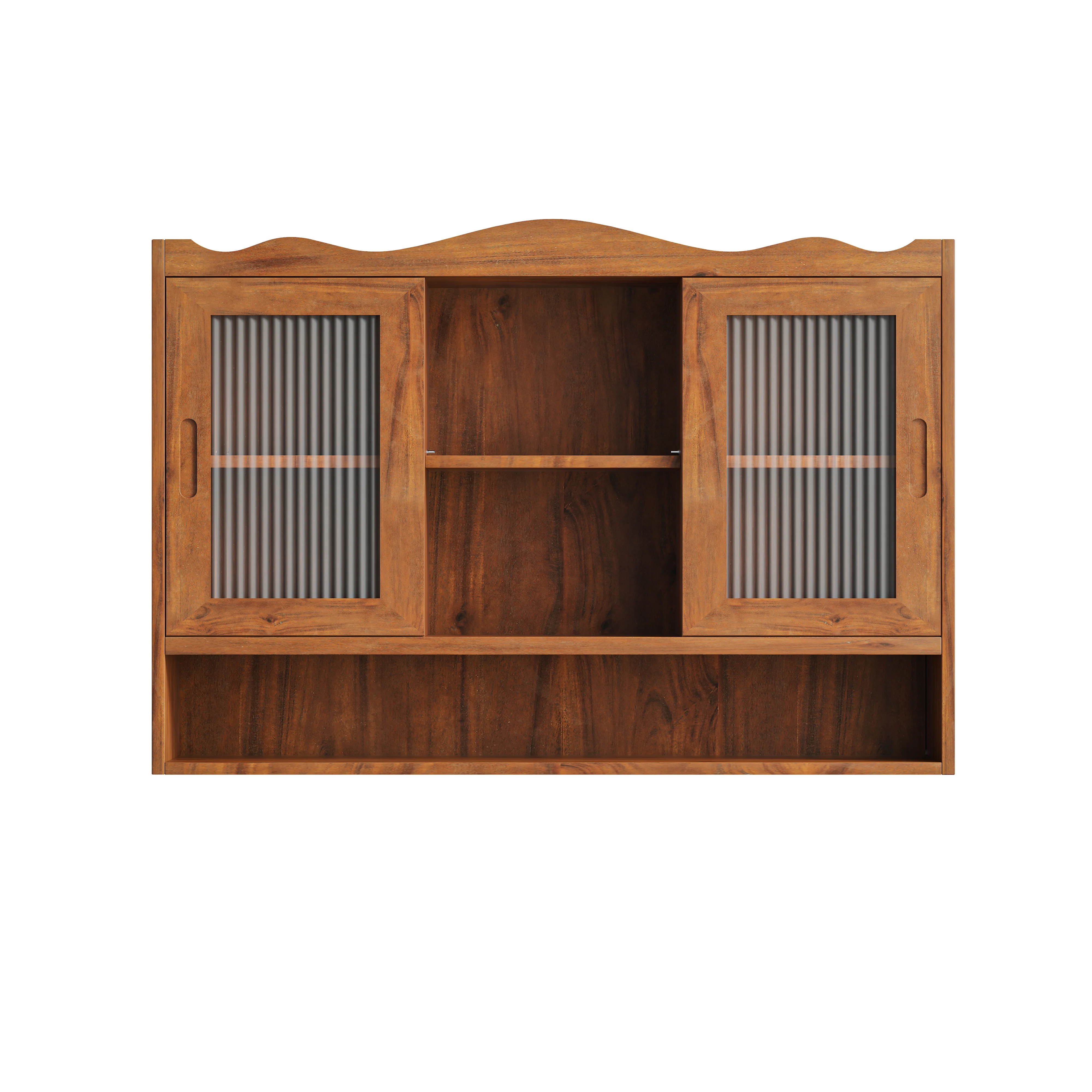 Retro Sliding Cabinet 90CM 2 Door 3-Layer Storage for Bathroom Kitchen Dining, Brown - Image 6