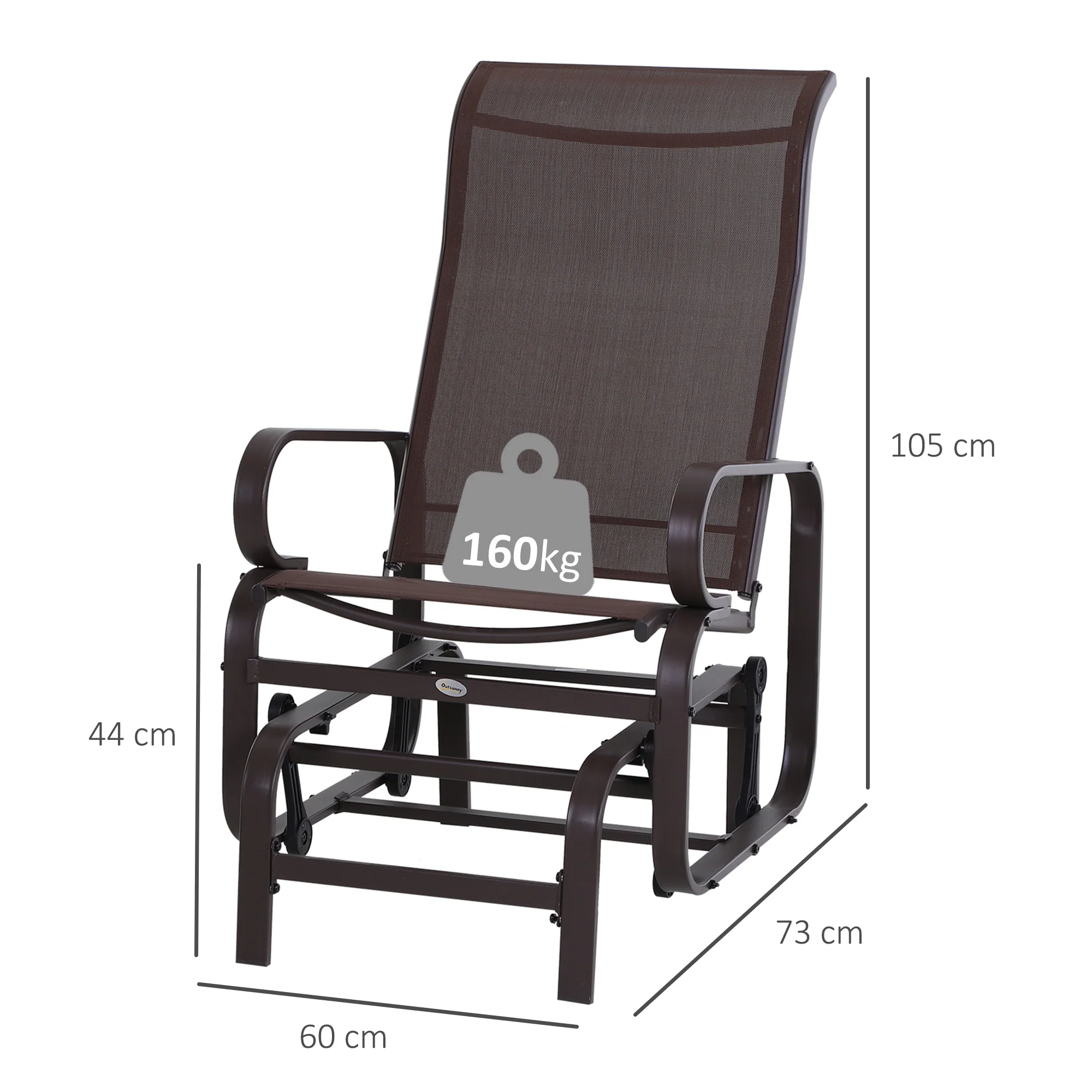 Rocking Chair Garden Relax Chair Metal Swing 60x75x104 cm Texteline - Image 3