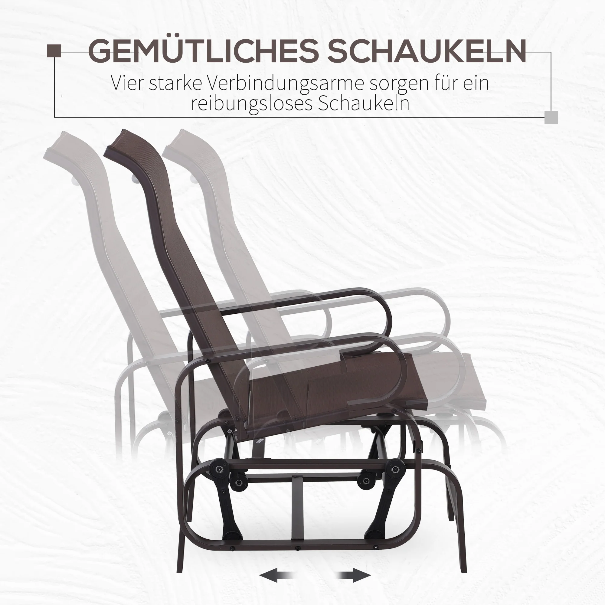 Rocking Chair Garden Relax Chair Metal Swing 60x75x104 cm Texteline - Image 4