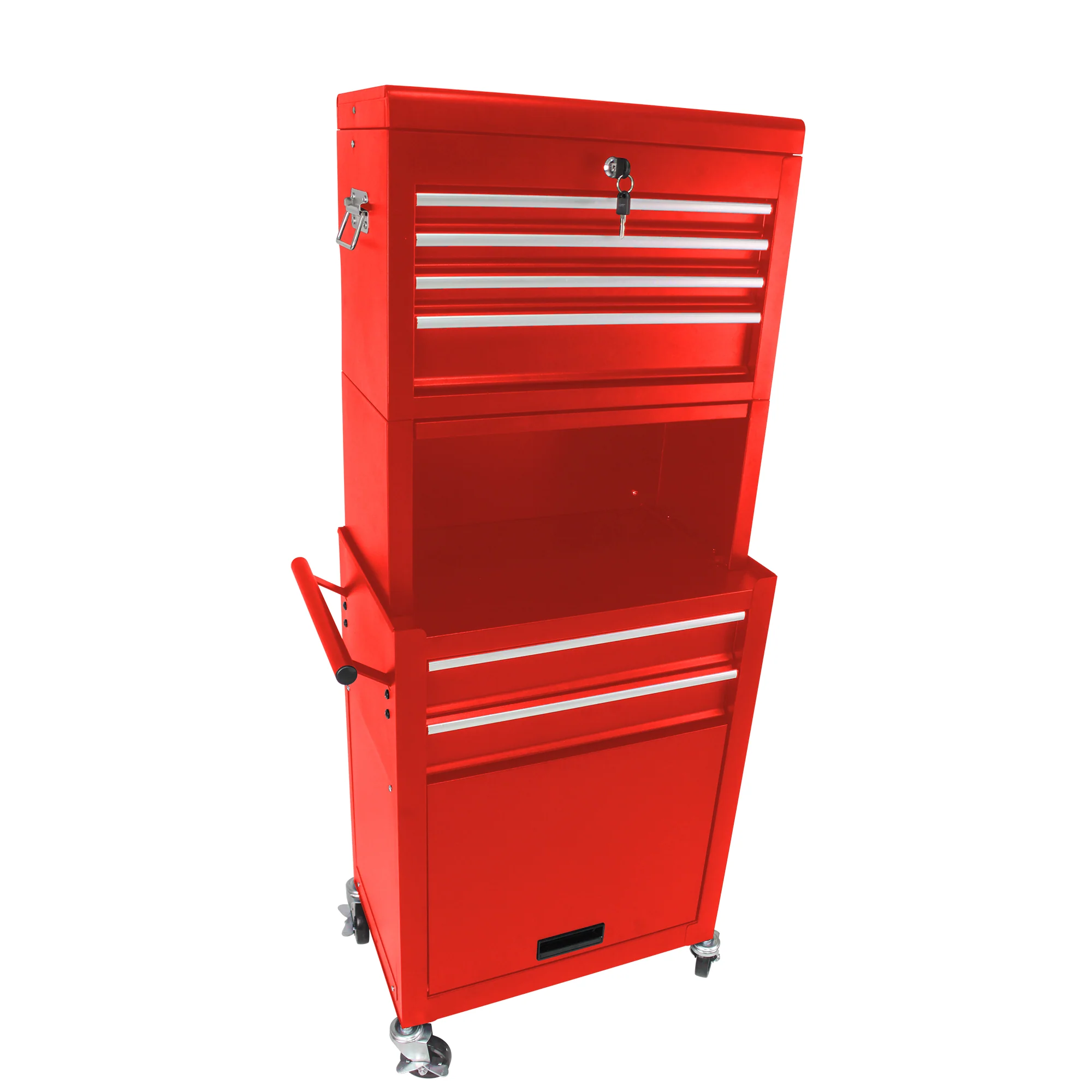 Rolling Tool Cabinet 6-Drawer 2-in-1 Removable Storage - Red - Image 9
