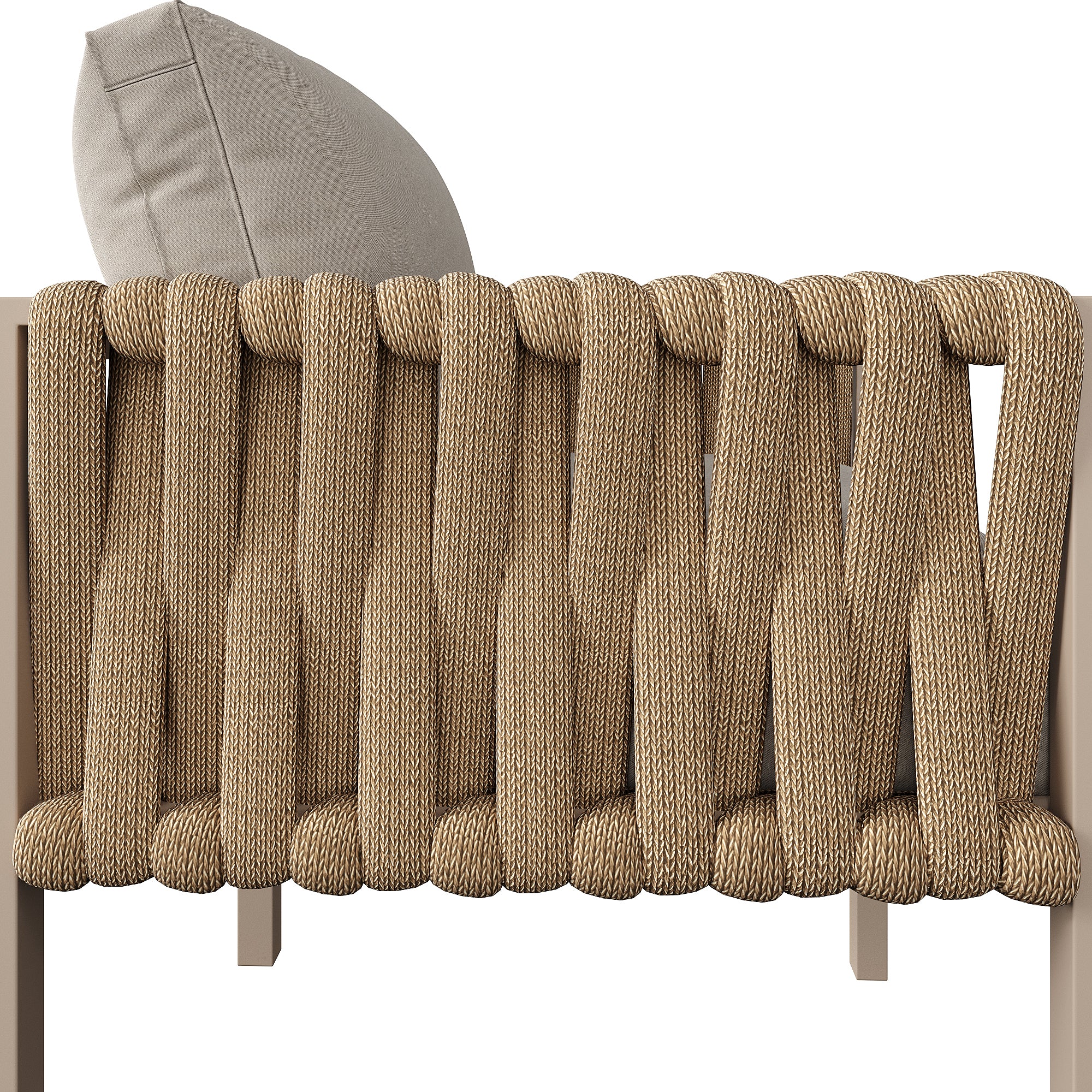 Rope Garden Furniture Set Corner Sofa Adjustable Legs Tempered Glass Beige - Image 8