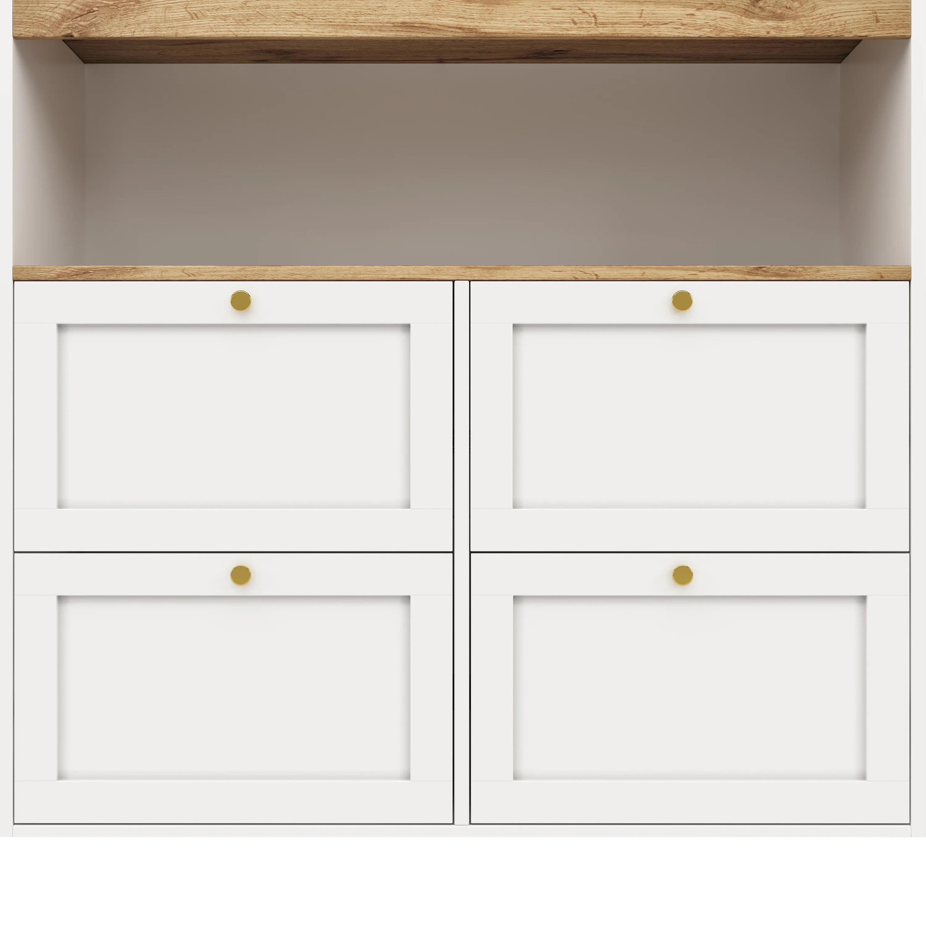 Rotating Standing Table 360° with 4 Drawers & Open Shelves - White - Image 7