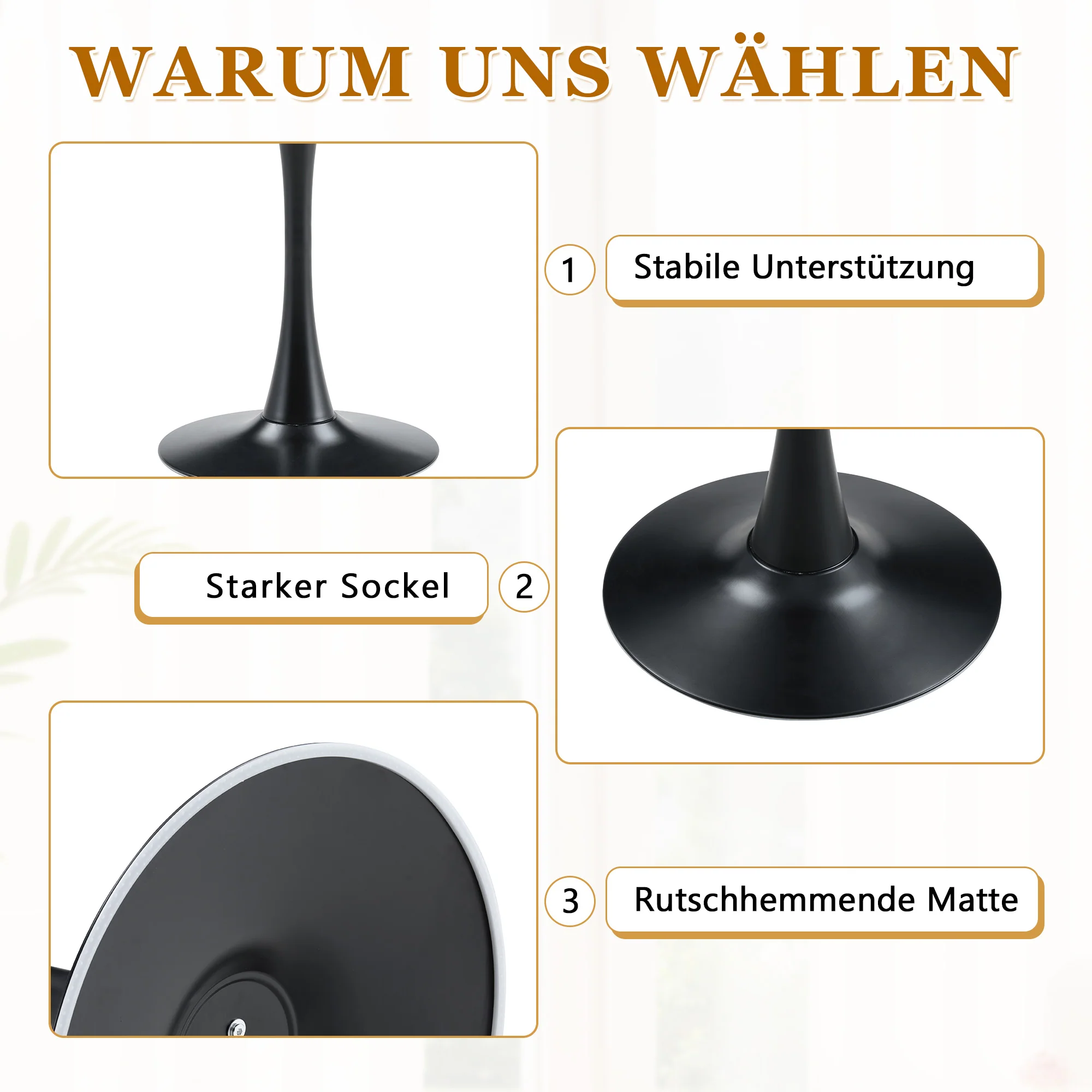 Round 60cm Side/Dining Table Wood Grain Top - Black Leg - Image 8