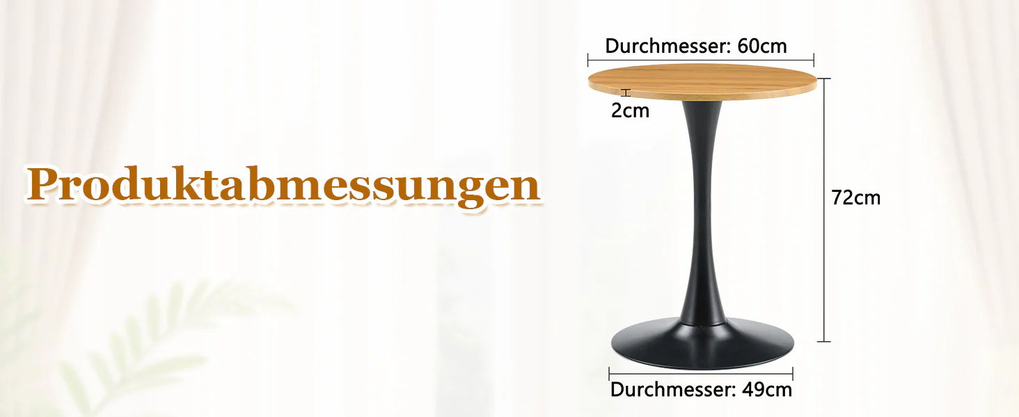 Round 60cm Side/Dining Table Wood Grain Top - Black Leg - Image 9