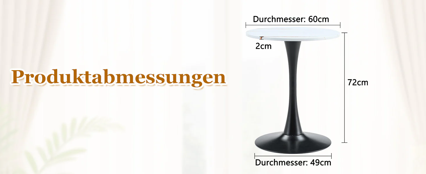 Round 60cm Side Table Small Dining Table MDF Thermoforming Black Leg White Grain Look - Image 8