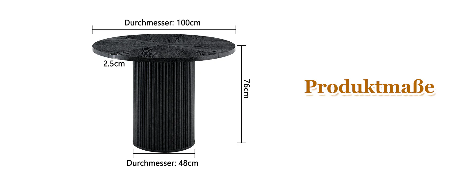 Round Dining Table 100cm 4-6 Seater Storage Base - Black MDF - Image 8