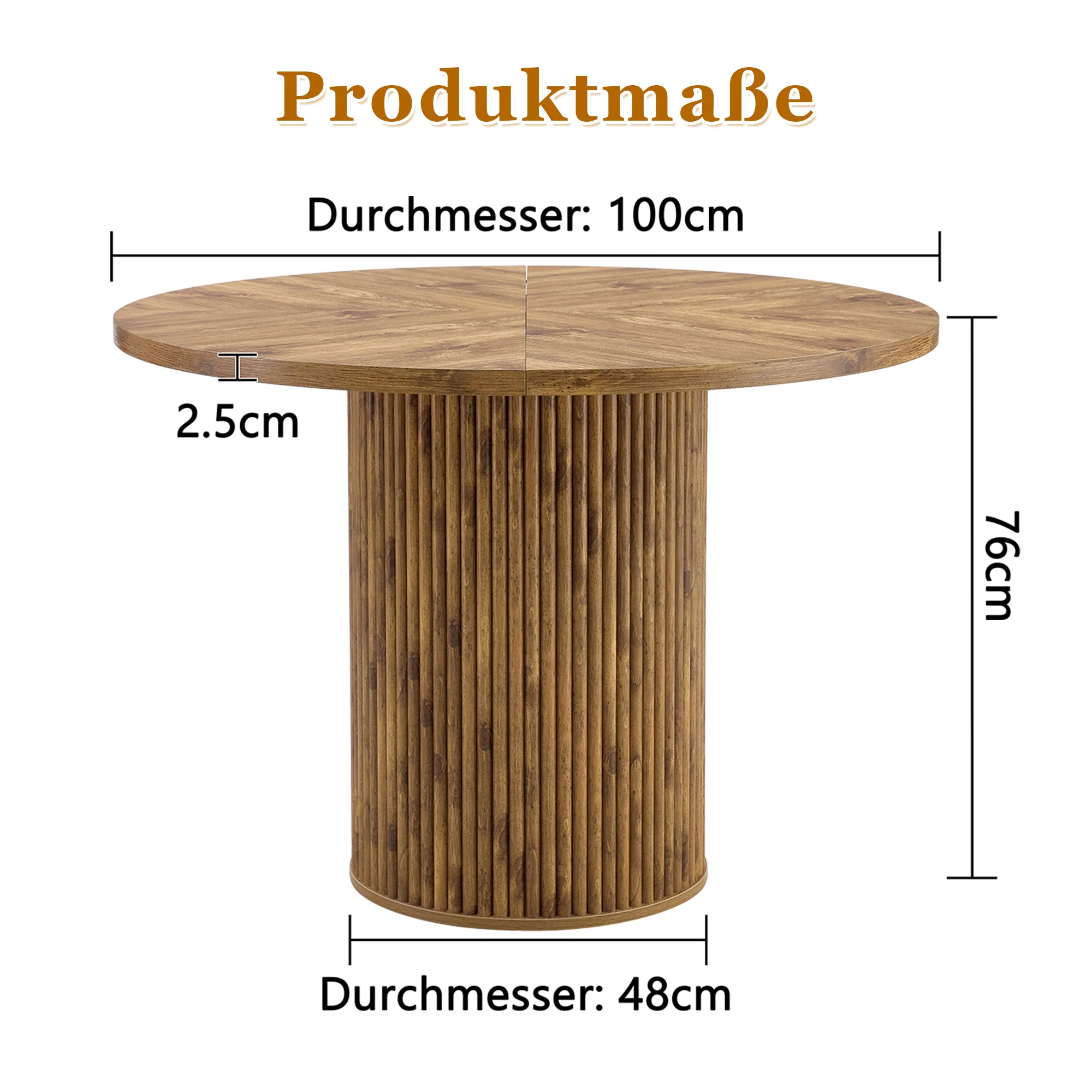 Round Dining Table 100cm 4-6 Seater with Storage - MDF - Image 4