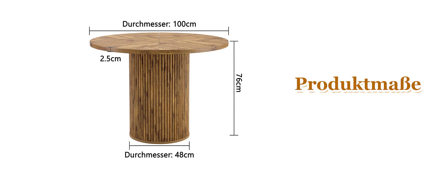 Round Dining Table 100cm 4-6 Seater with Storage - MDF - Image 6