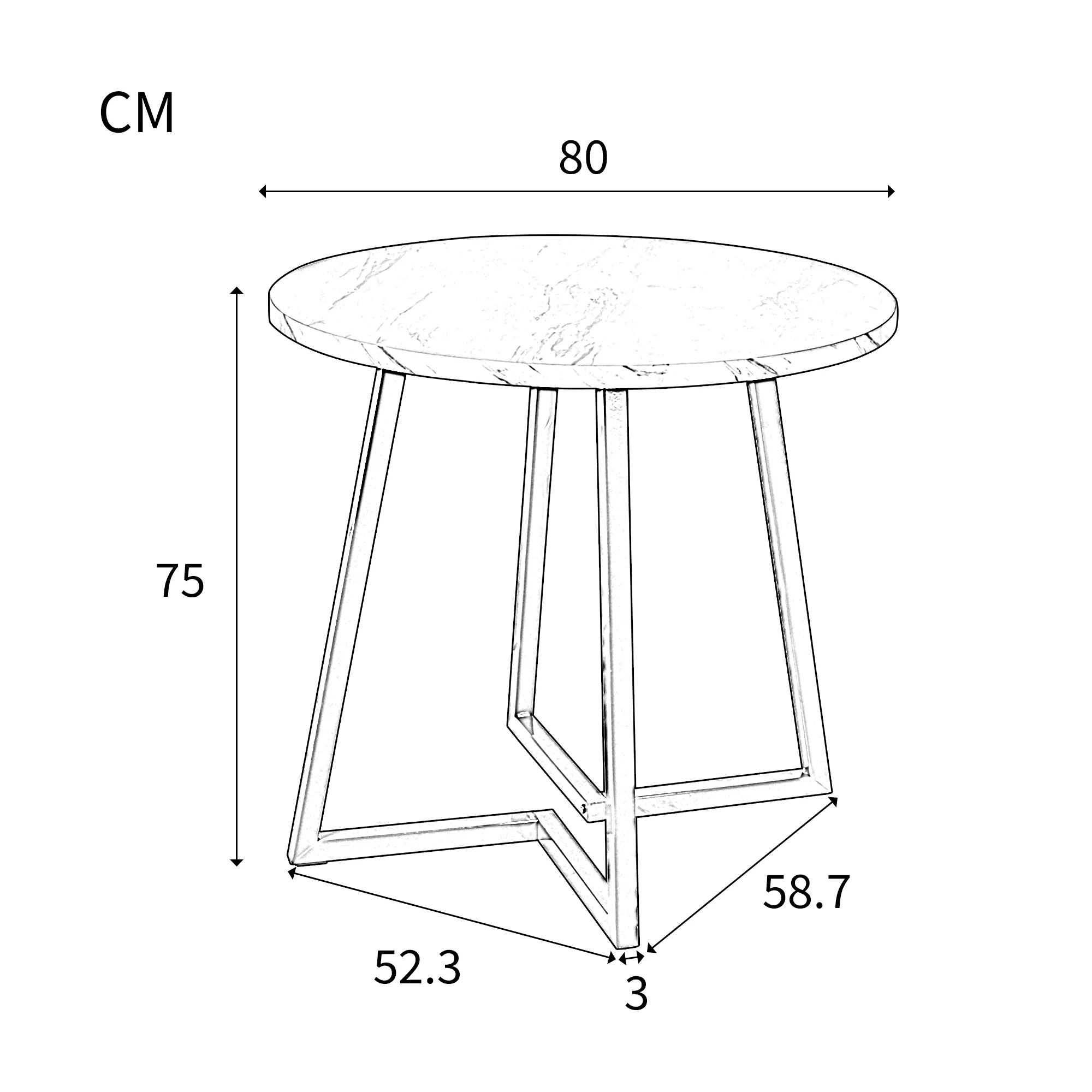 Round Dining Table Unique Metal Frame Marble Pattern White/Gold - Image 9