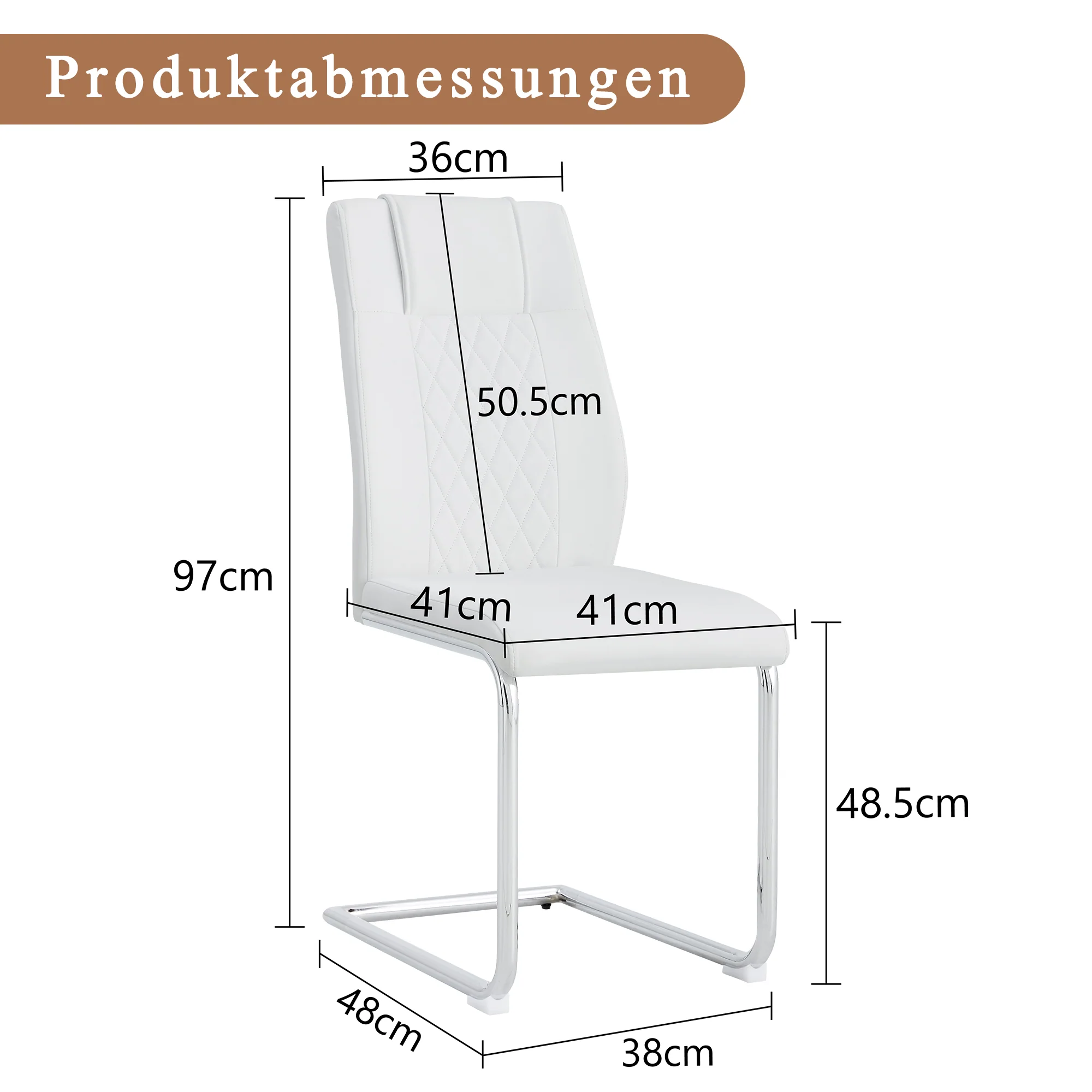 Scandinavian Dining Chairs Set of 4 Mesh Back Metal Legs - White PU - Image 4