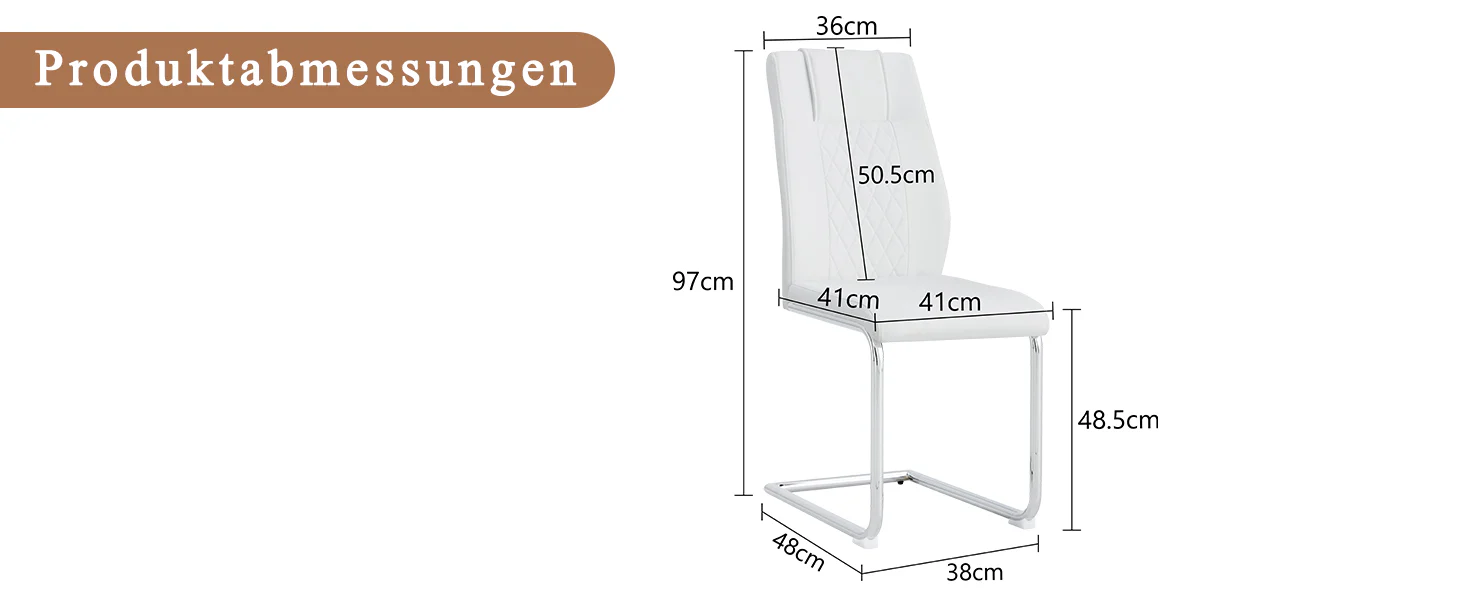 Scandinavian Dining Chairs Set of 4 Mesh Back Metal Legs - White PU - Image 8
