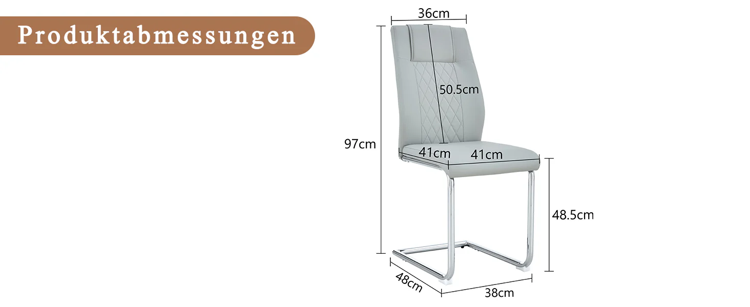 Scandinavian Dining Chairs Set of 4 Mesh Back Silver Metal Legs - Light Grey PU Leather - Image 8