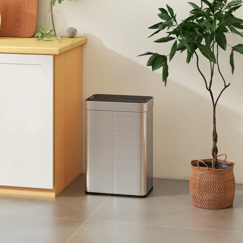 Sensor Trash Can 55 L Automatic Butterfly Lid - Stainless Steel Silver - Image 2