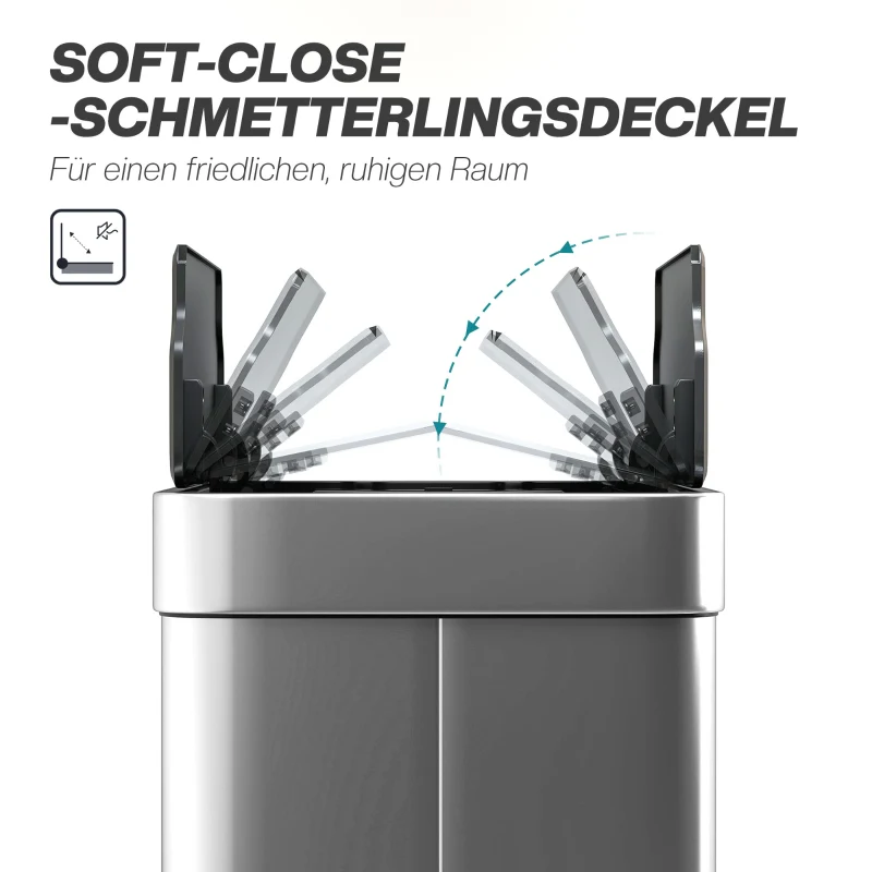 Sensor Trash Can 55 L Automatic Butterfly Lid - Stainless Steel Silver - Image 7
