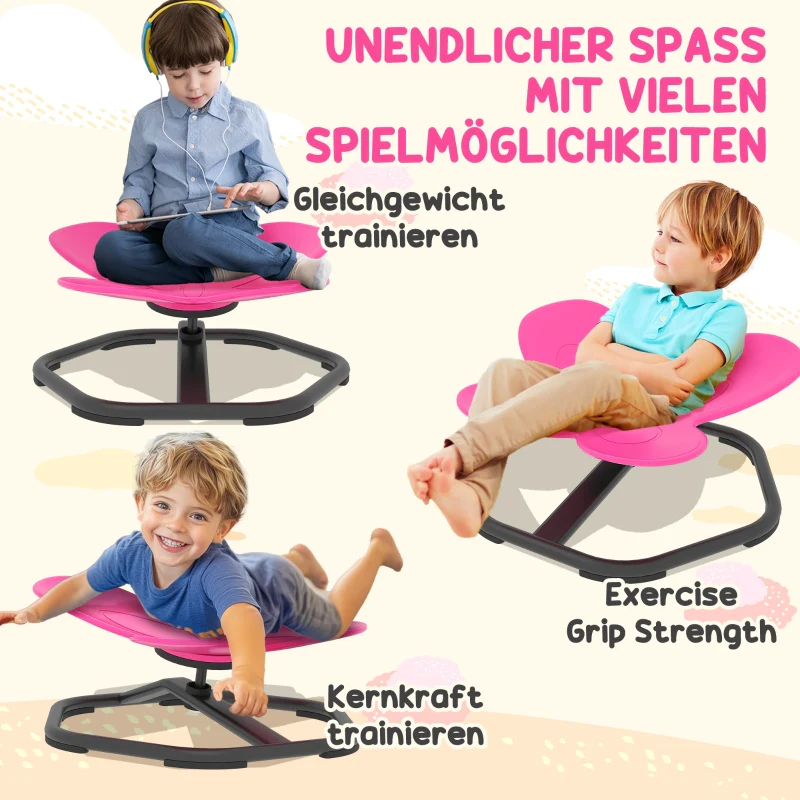 Sensory Swivel Chair for Children Butterfly Shape Balance Coordination Pink - Image 4