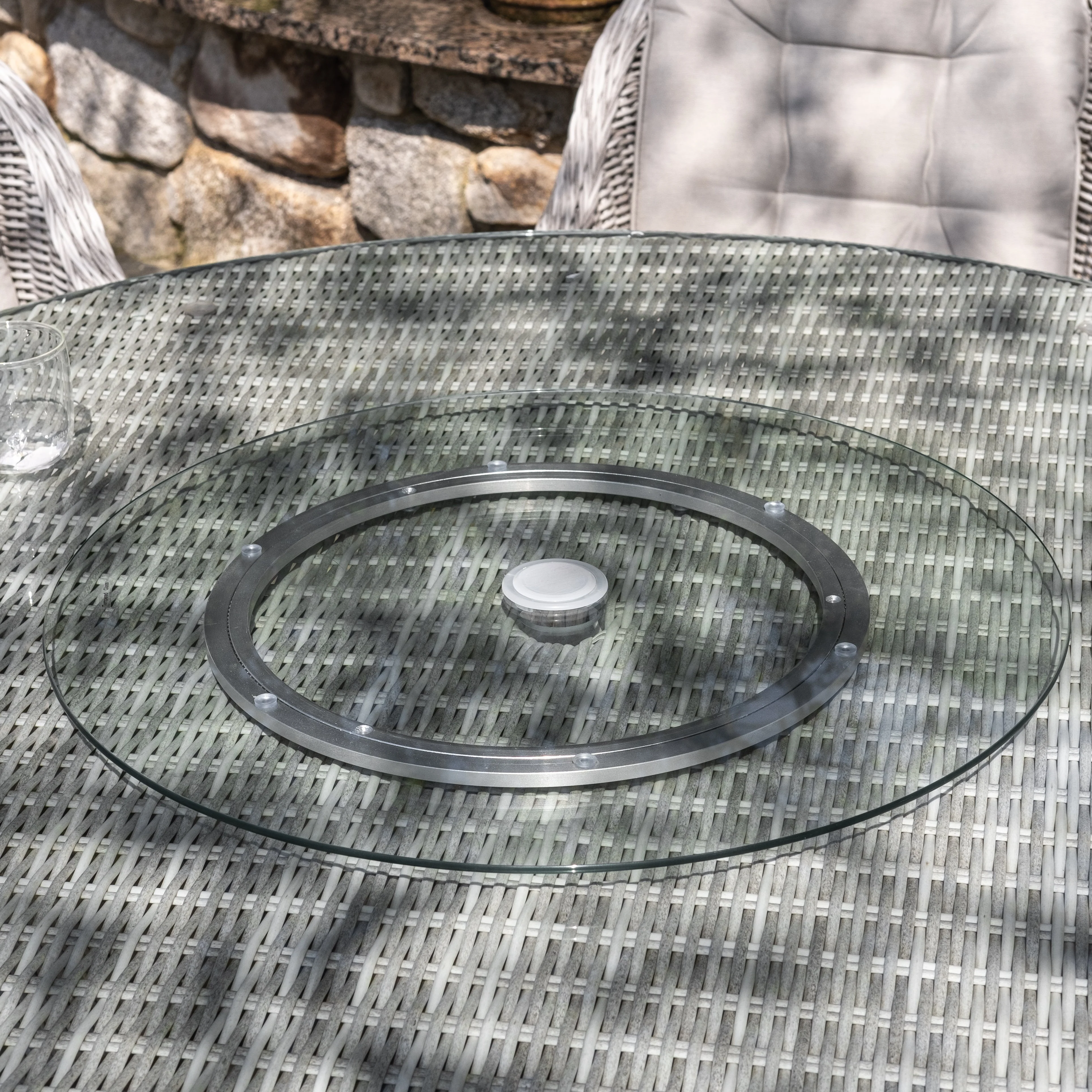 Sepino - 6 Seater Set with Round Table & Lazy Susan (Light Grey) - Image 12