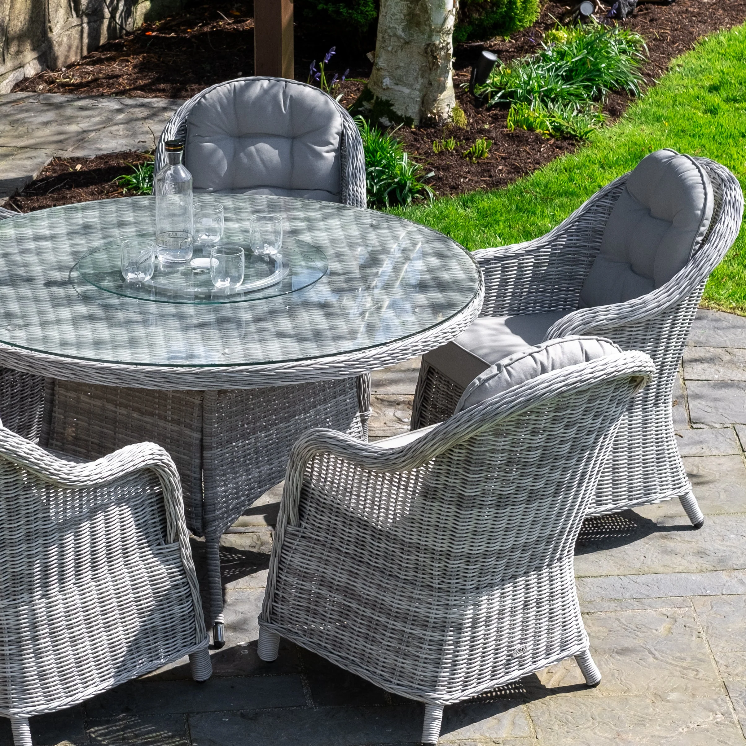 Sepino - 6 Seater Set with Round Table & Lazy Susan (Light Grey) - Image 14