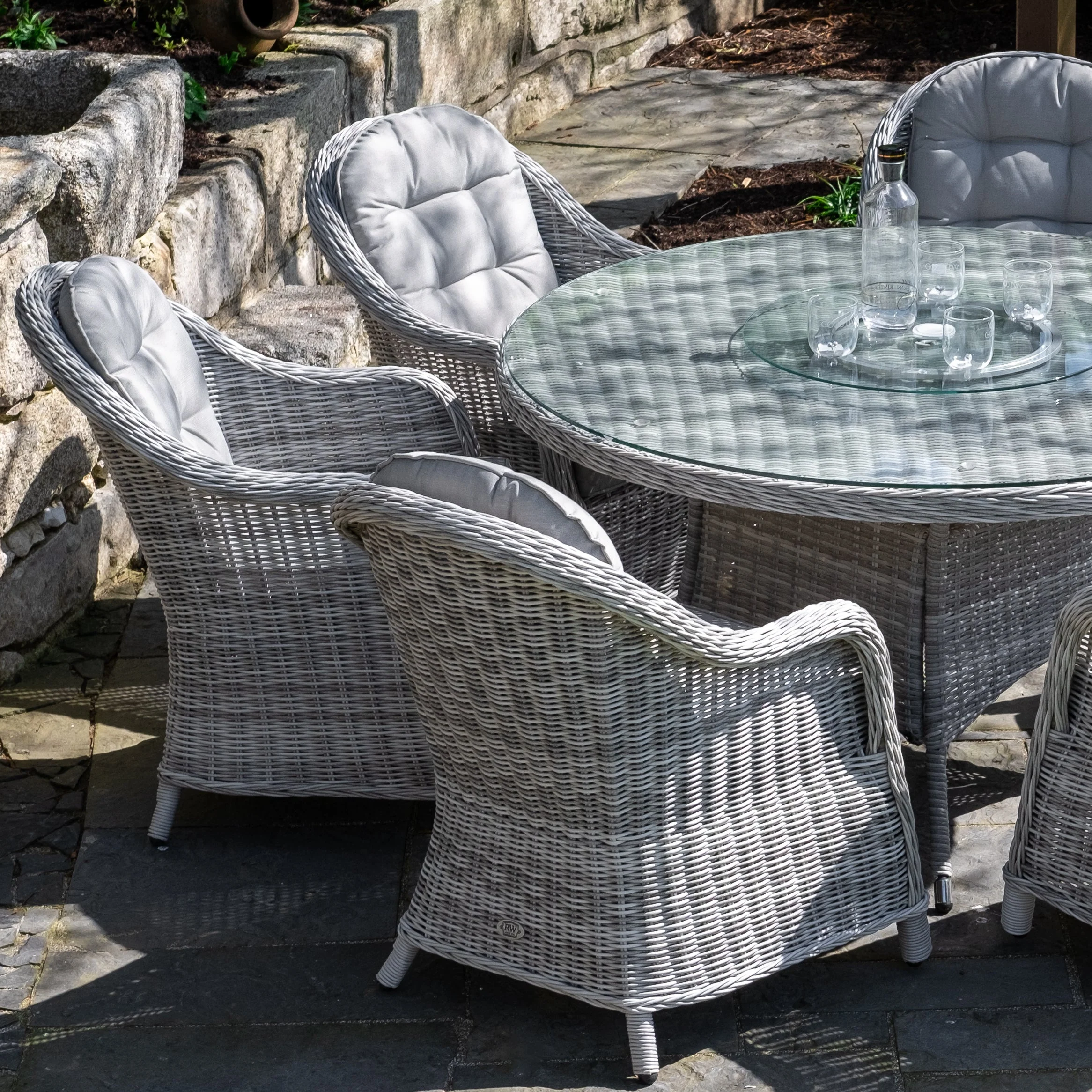 Sepino - 6 Seater Set with Round Table & Lazy Susan (Light Grey) - Image 15