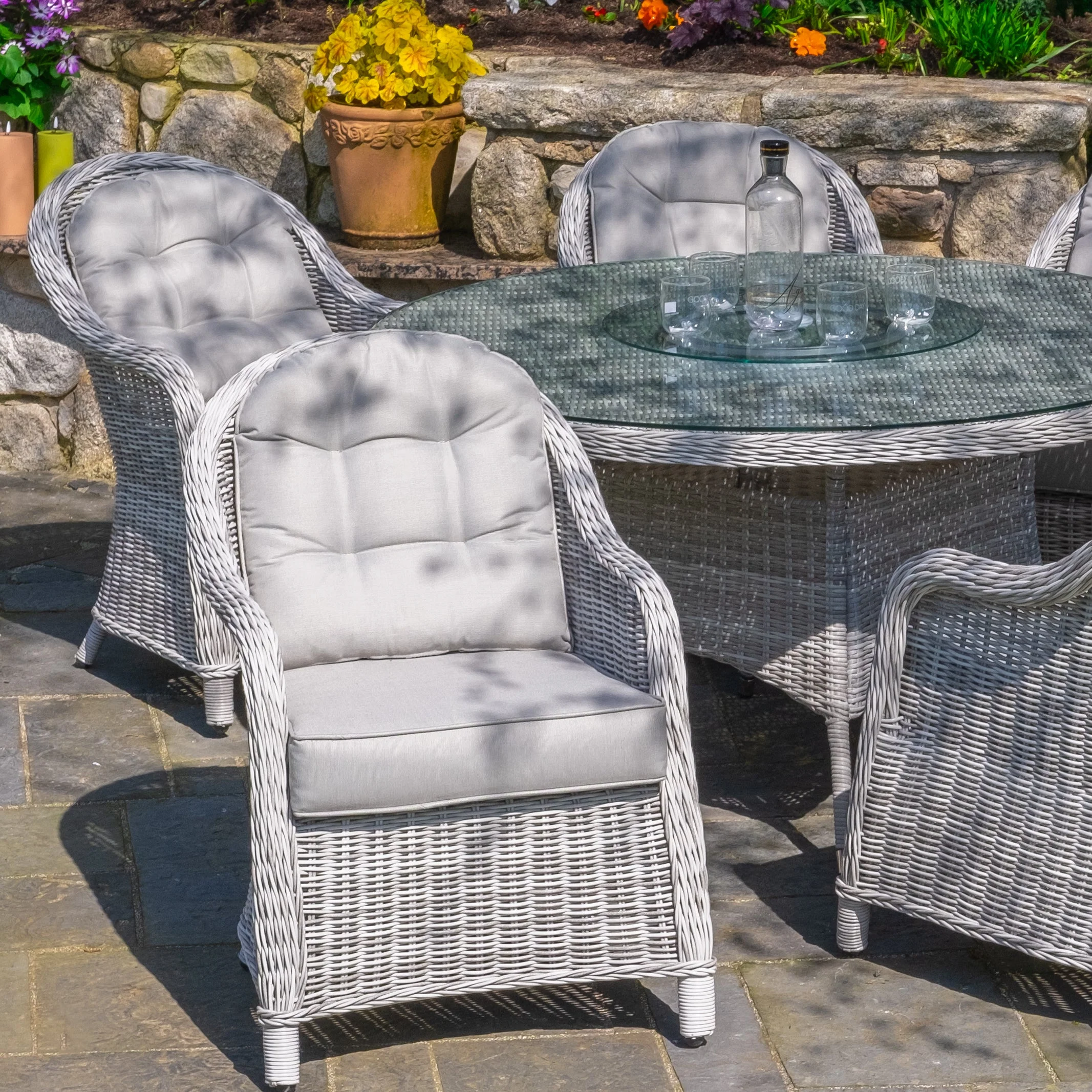 Sepino - 6 Seater Set with Round Table & Lazy Susan (Light Grey) - Image 3