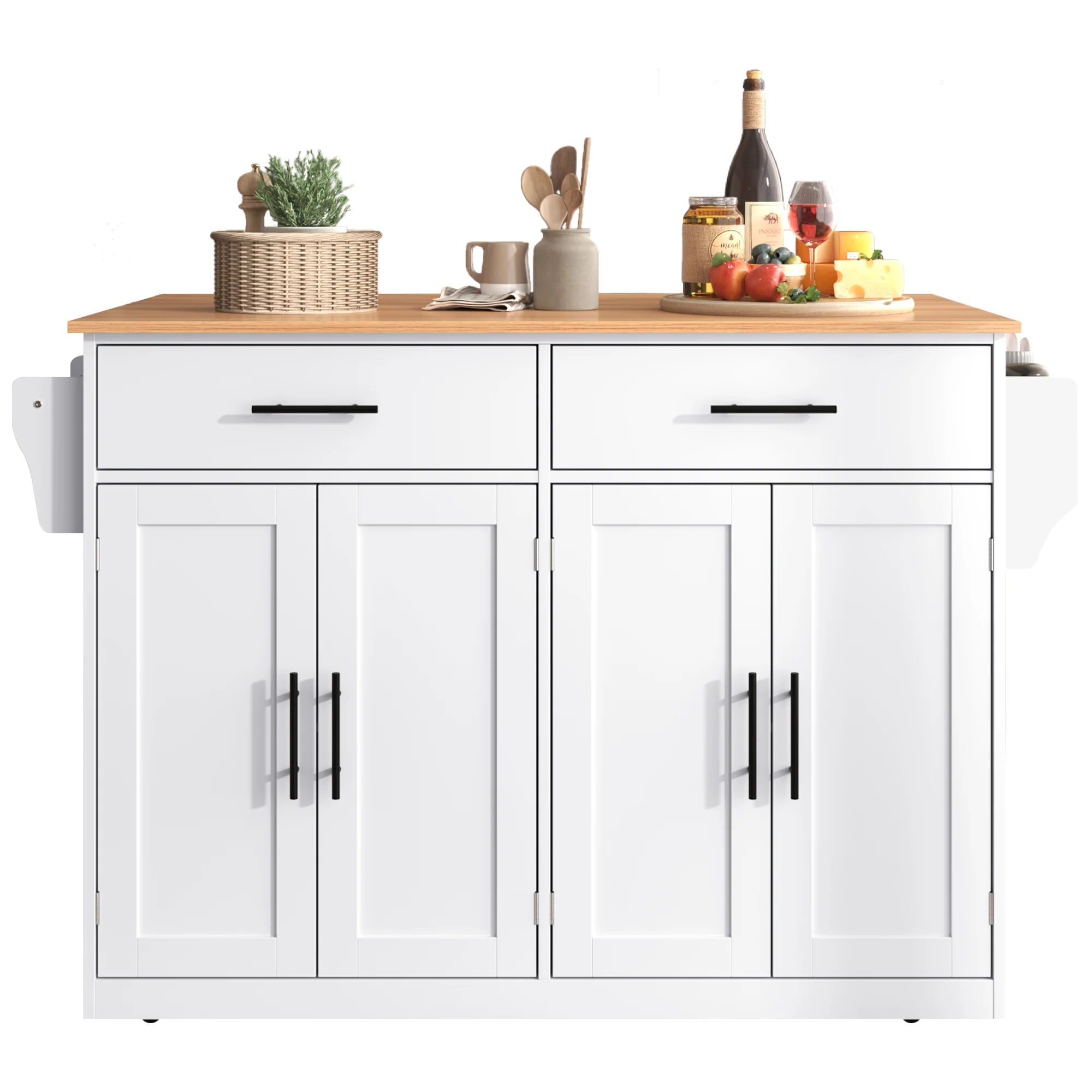 Serving Trolley Folding Tabletop Casters Interchangeable Legs - White - Image 5
