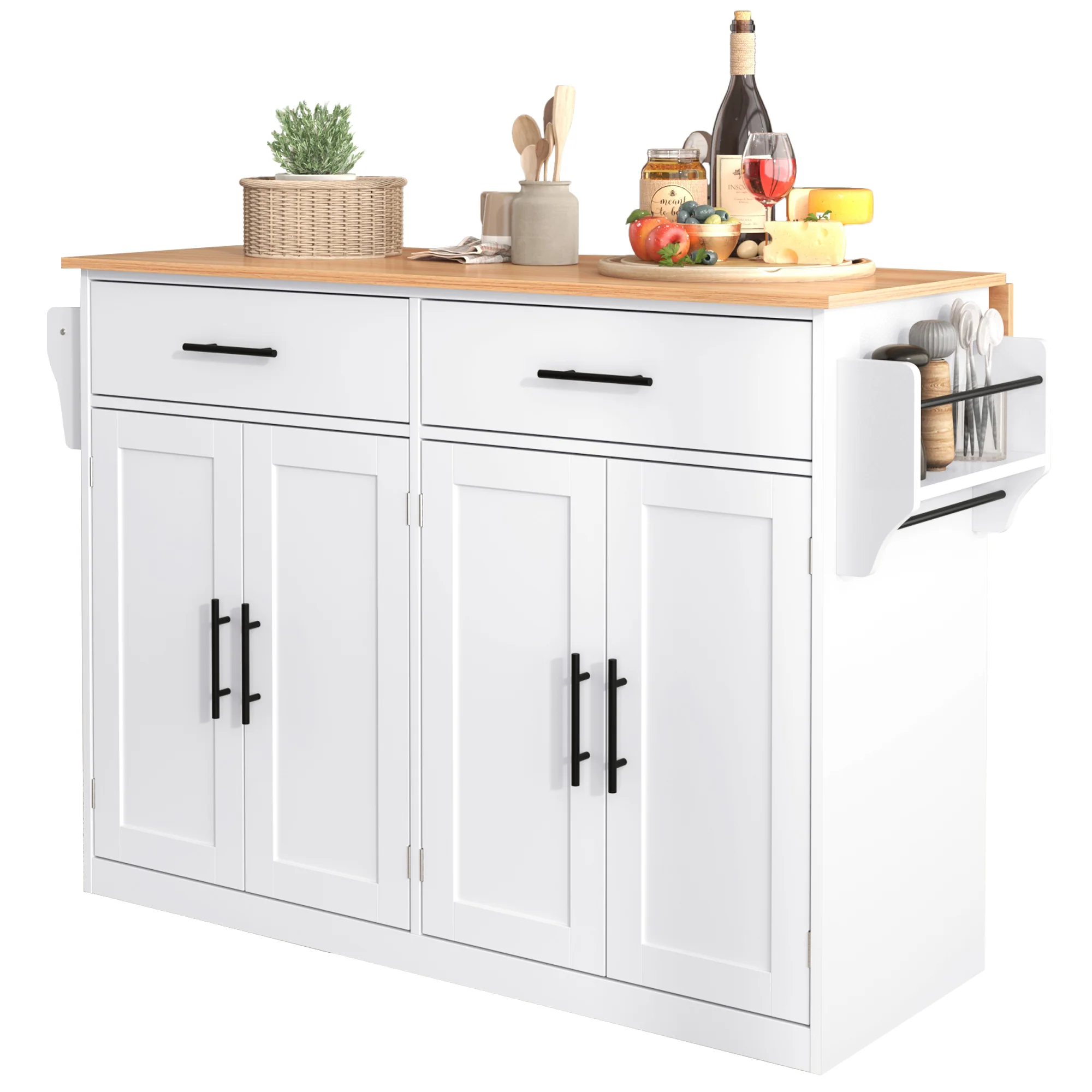 Serving Trolley Folding Tabletop Casters Interchangeable Legs - White - Image 6
