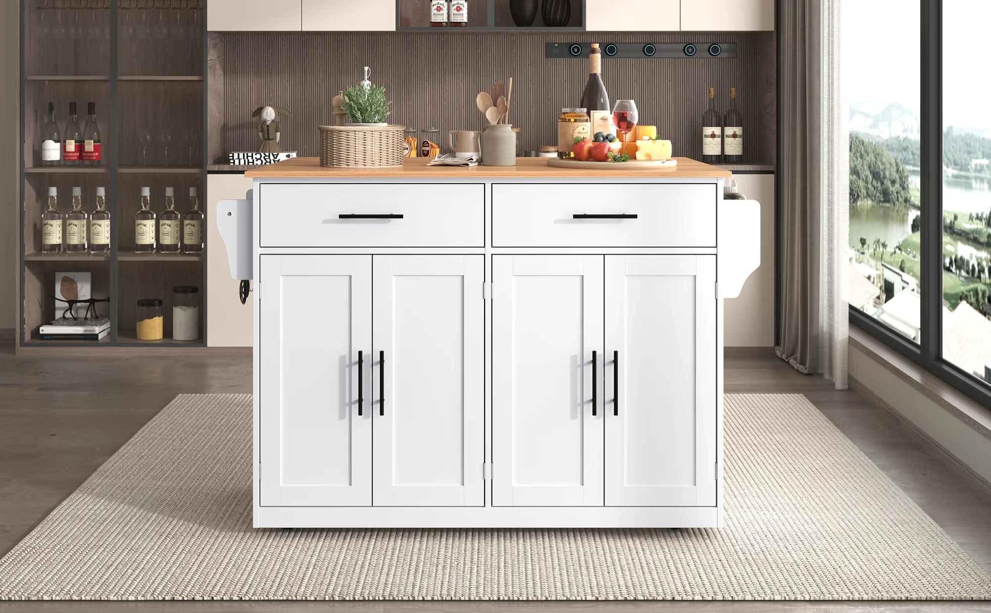 Serving Trolley Folding Tabletop Casters Interchangeable Legs - White - Image 8