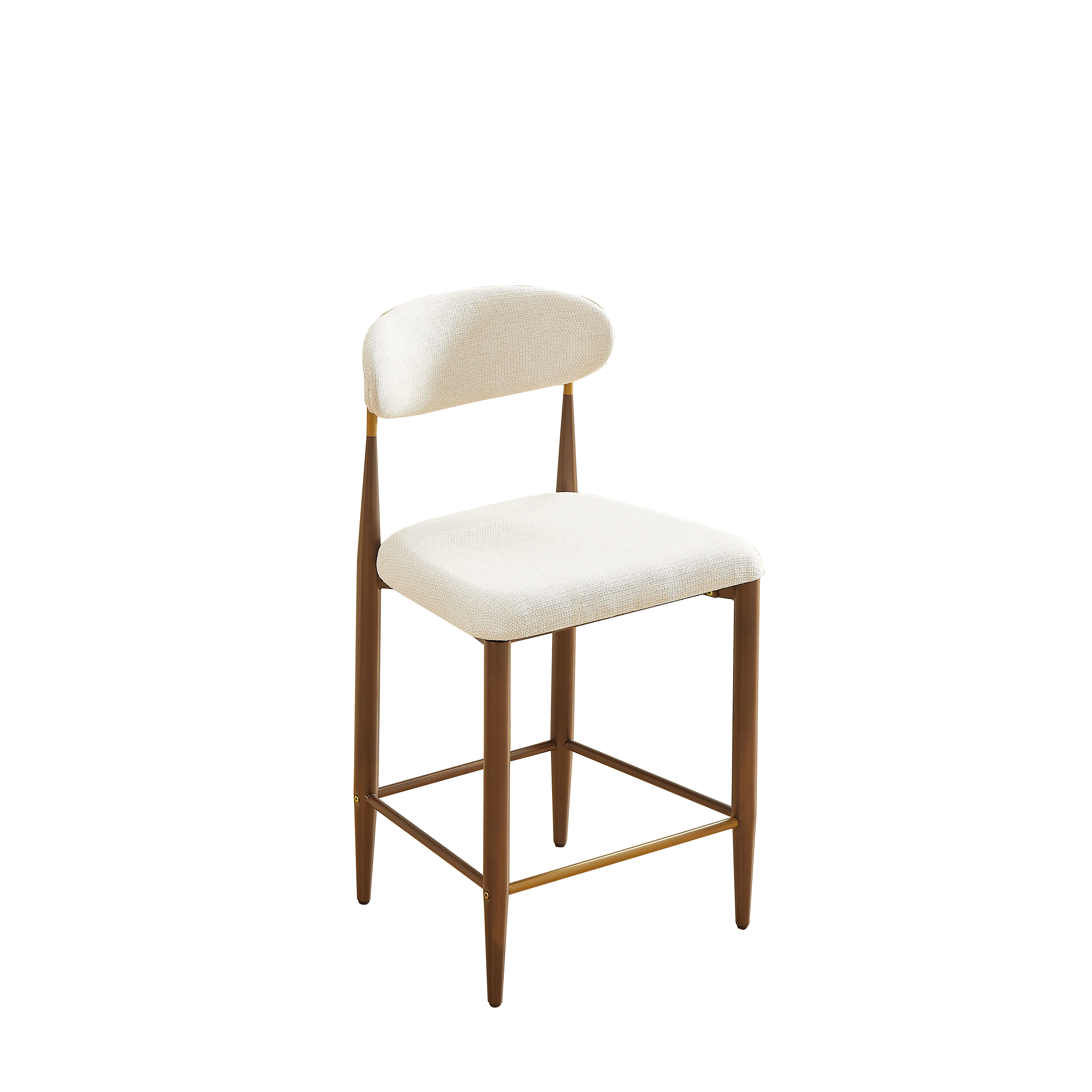 Set of 2 Bar Stools Counter Height French Country Retro - Cream Fabric - Image 10
