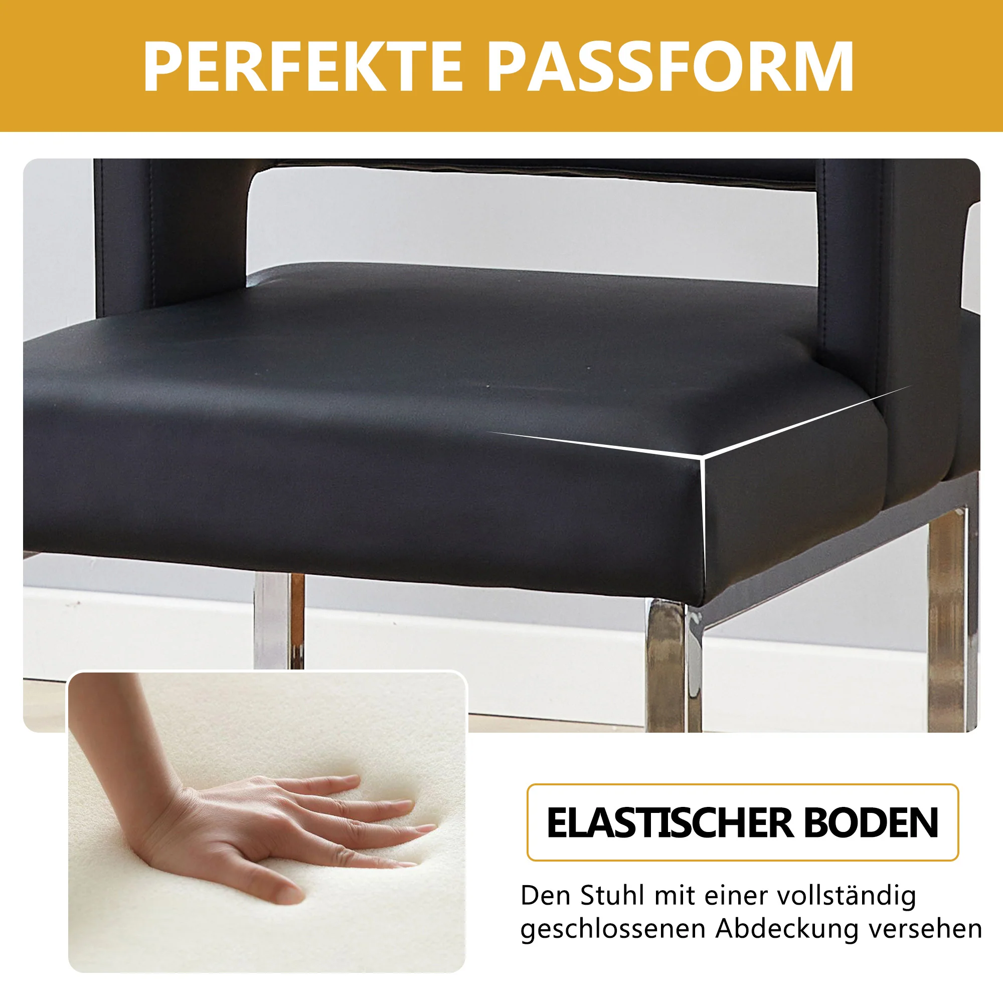 Set of 2 Bar Stools Nordic Style Square Design Metal Legs - Black - Image 5