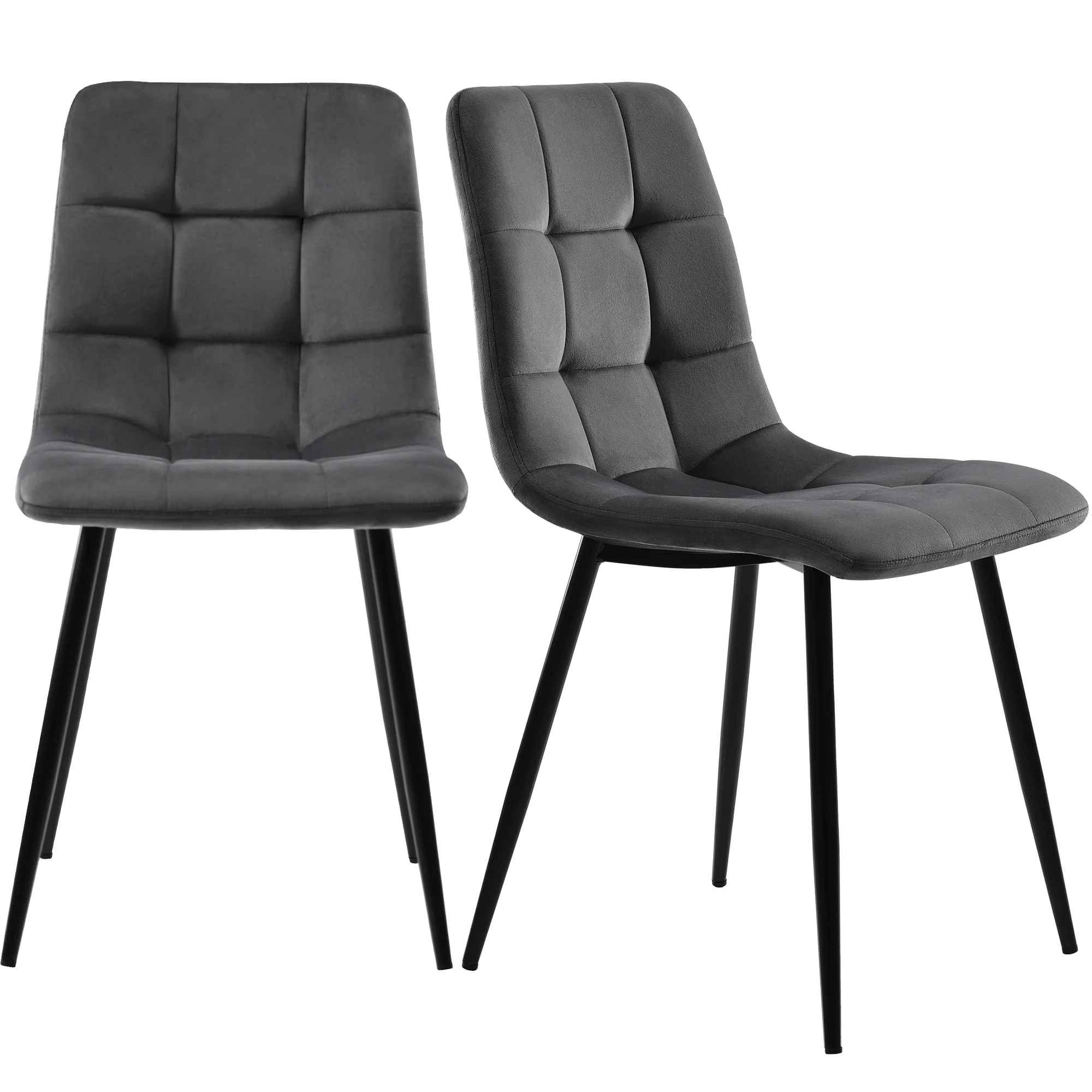 Set of 4 Dining Chairs Upholstered Designer Velvet Seat with Backrest Dark Grey Metal Frame - Image 10