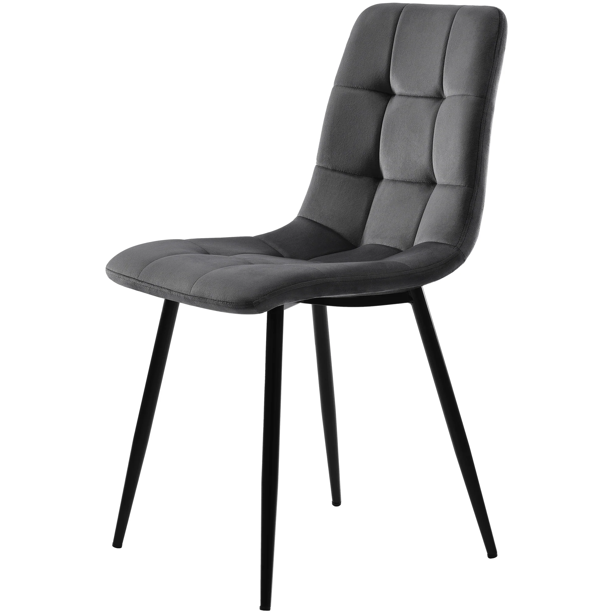 Set of 4 Dining Chairs Upholstered Designer Velvet Seat with Backrest Dark Grey Metal Frame - Image 9