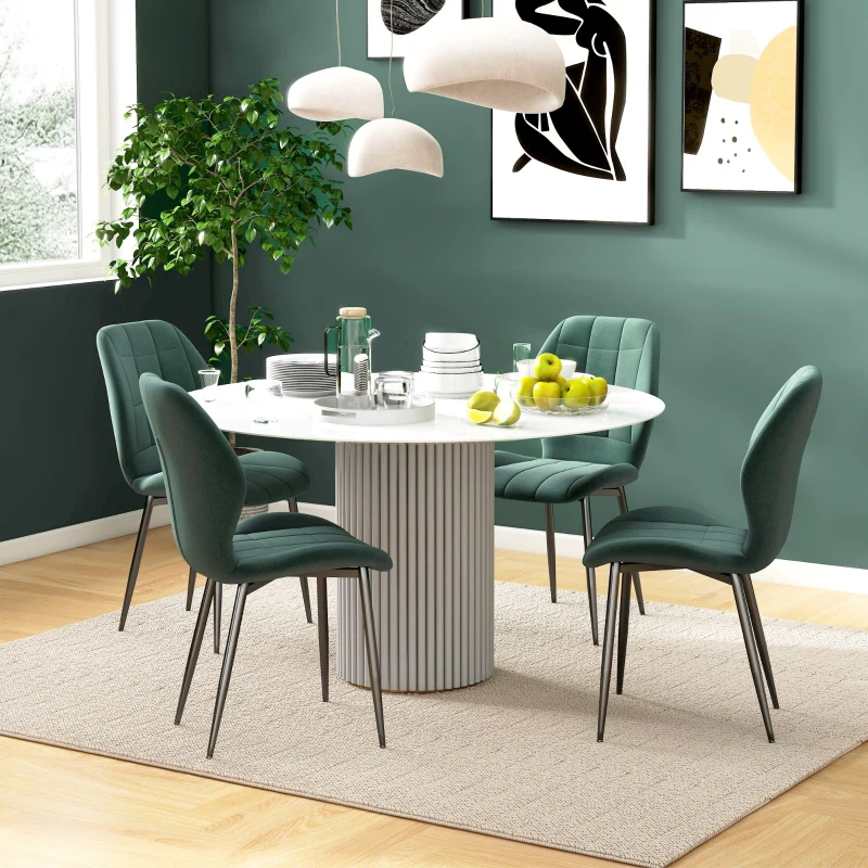 Set of Four Relaxed Tub Dining Chairs, Flannel - Green - Image 2