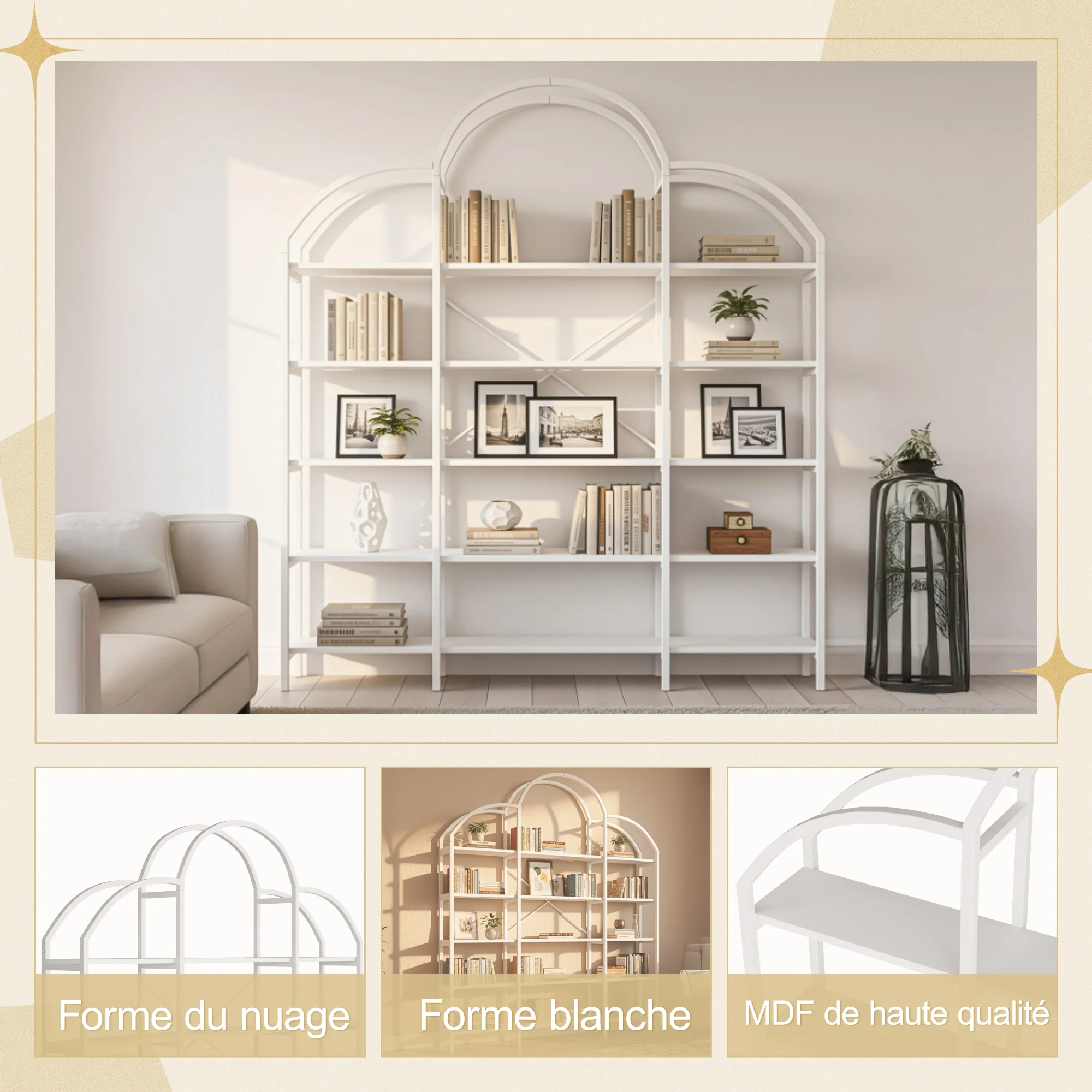 Shelf 170x26x190cm 5-Tier Cloud Shape - White - Image 7