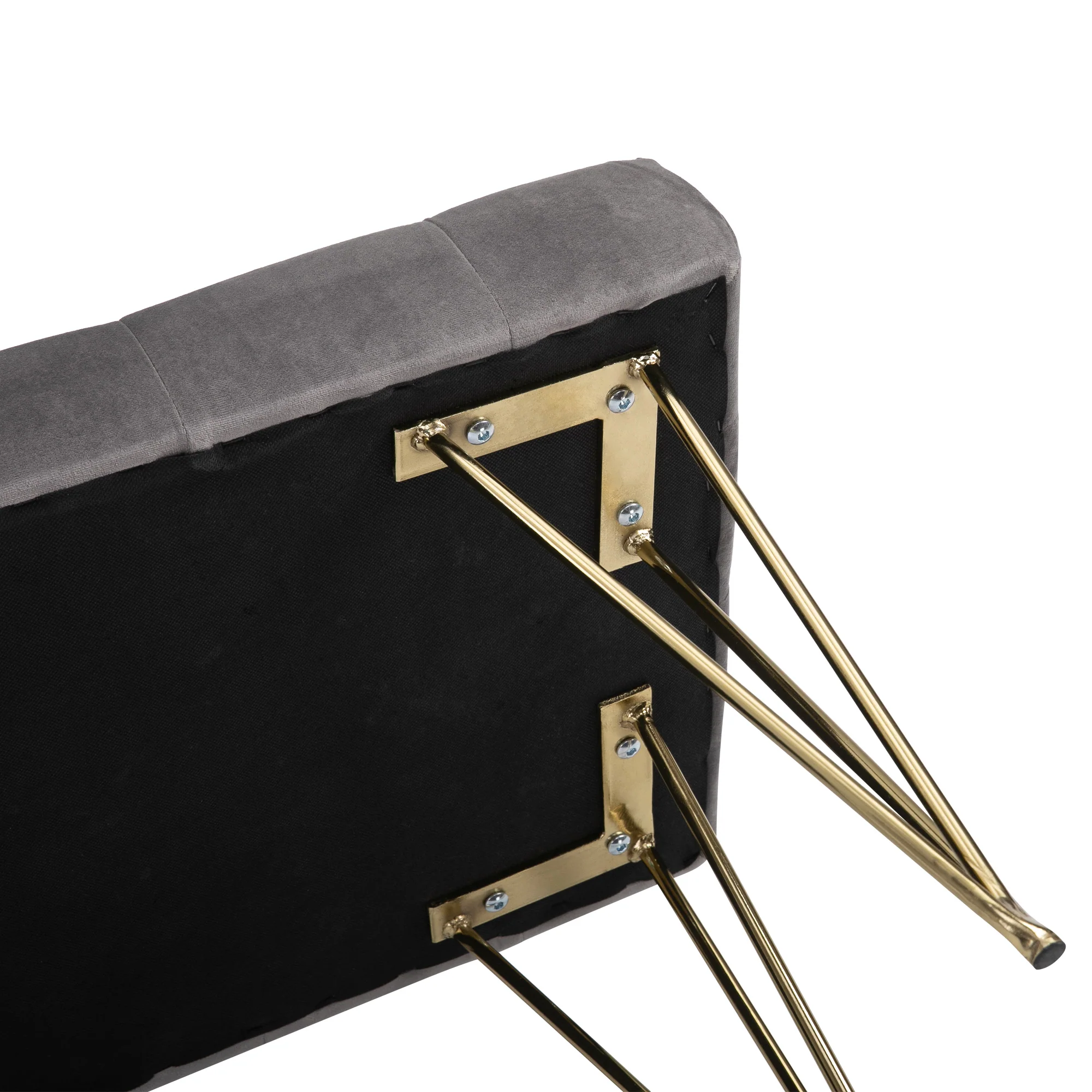 Shoe Bench, Velvet Cover, Entrance Area, Grey - Image 7