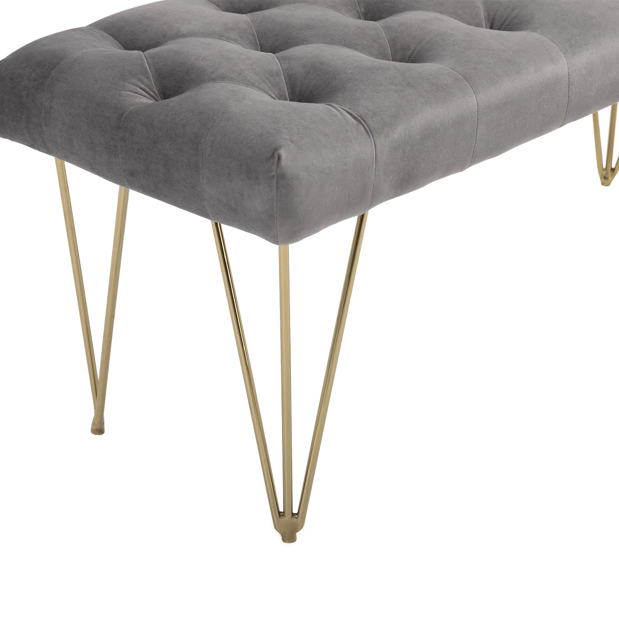 Shoe Bench, Velvet Cover, Entrance Area, Grey - Image 8