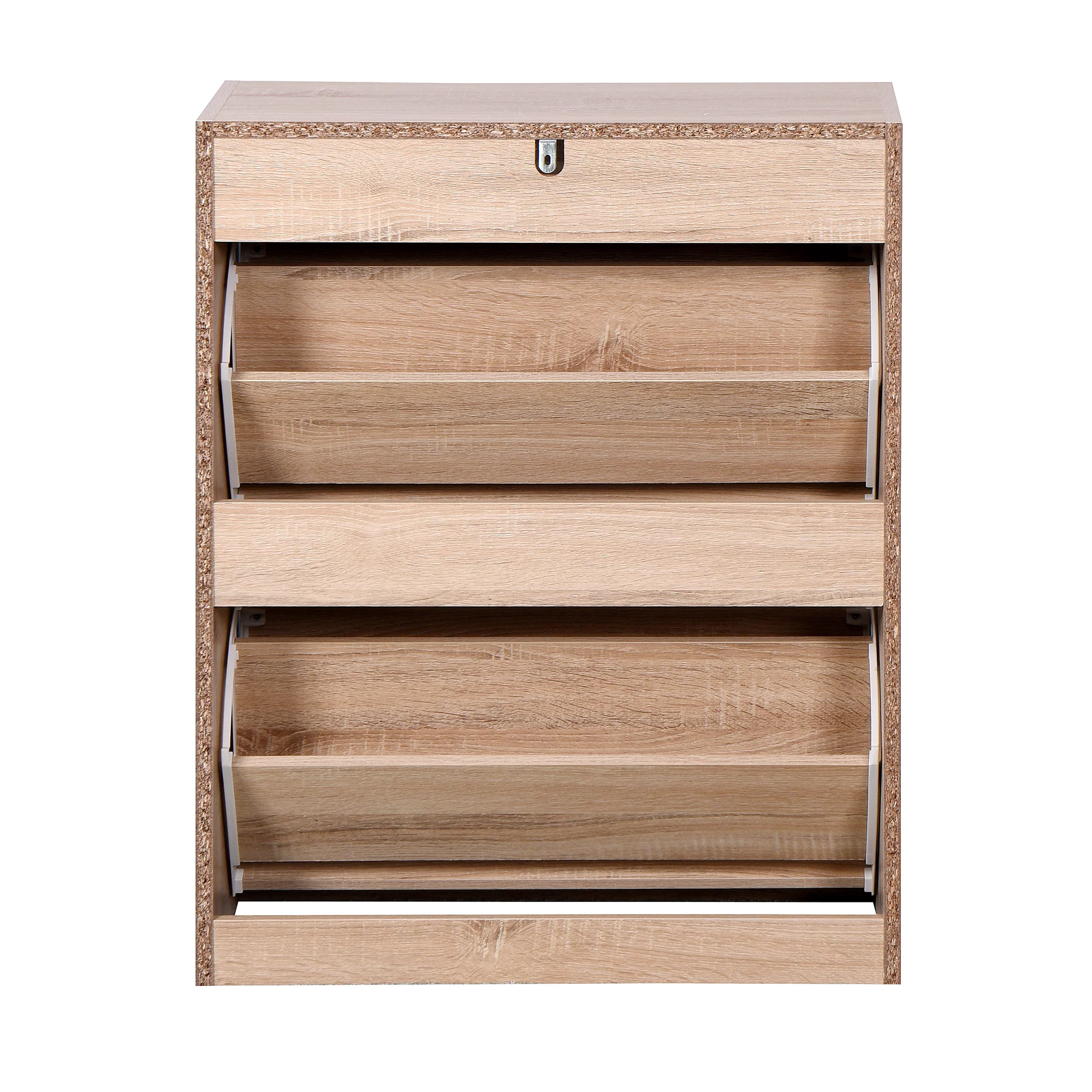 Shoe Cabinet 2 Hinged Doors Entryway Storage - Vintage Wood Grain - Image 10